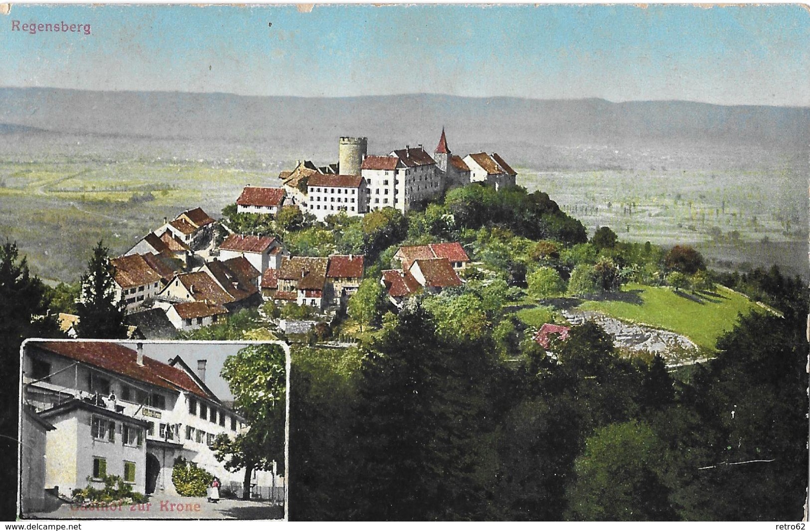 REGENSBERG &rarr; Mehrbild-Karte Vom Schloss Und Gasthof Zur Krone, Ca.1920 - Regensberg