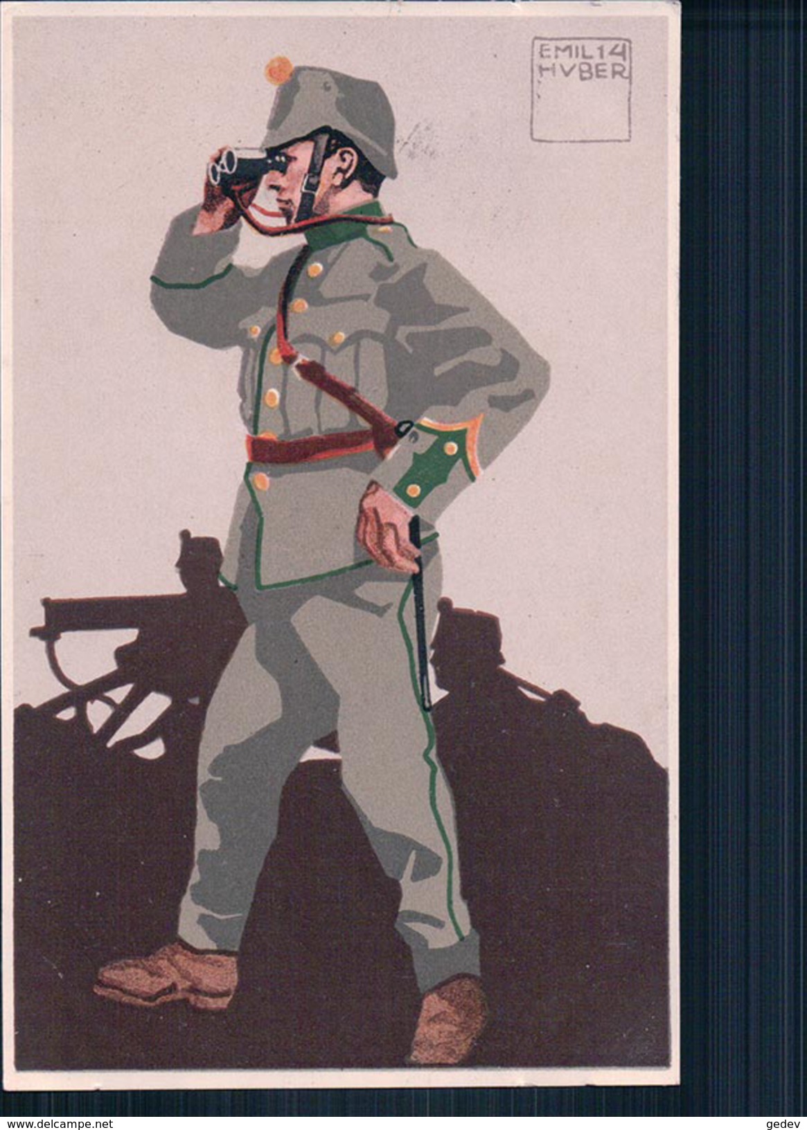 Armée Suisse, Neue Ordonnanz, Infanterie, Mitrailleur, Korporal 1914, Litho Emil Huber (11.2.15) - Weltkrieg 1914-18