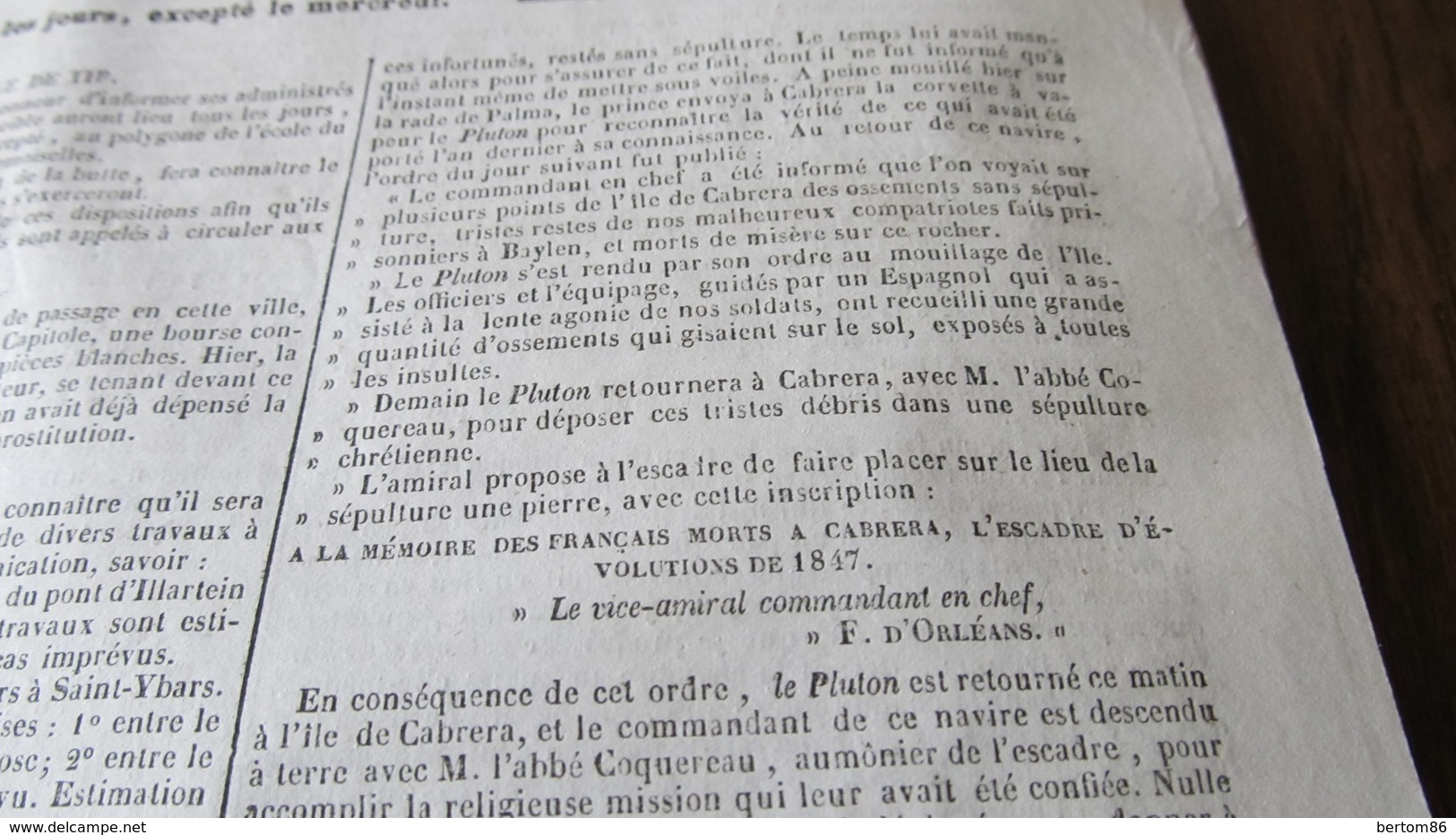 ESPAGNE -PALMA - ÎLES BALEARES / ÎLE DE CABRERA PRISON ET TOMBEAU DES FRANCAIS - PRINCE DE JOINVILLE - 1847 - 1800 - 1849