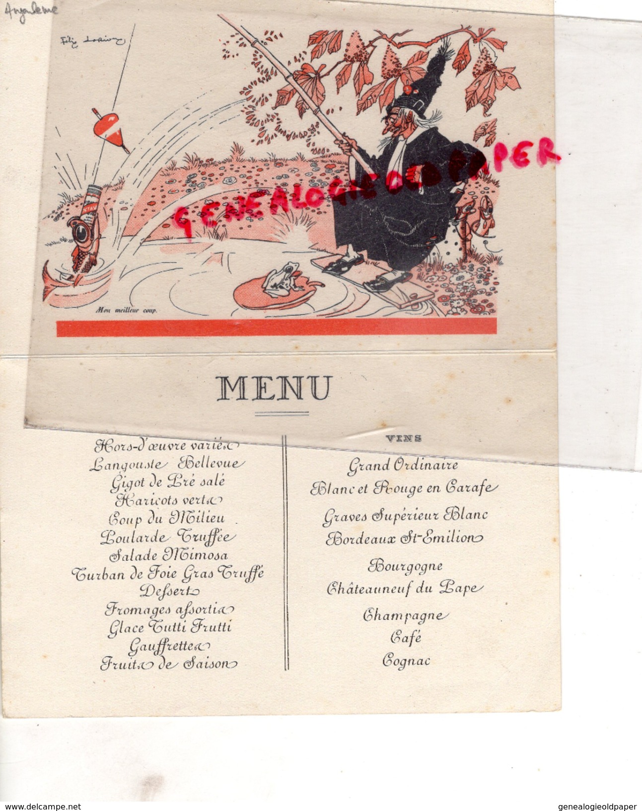 16 - ANGOULEME - MENU BANQUET DES MEDECINS DE LA CHARENTE-19 JUIN 1938- MEDECIN  MEDECINE - Menus