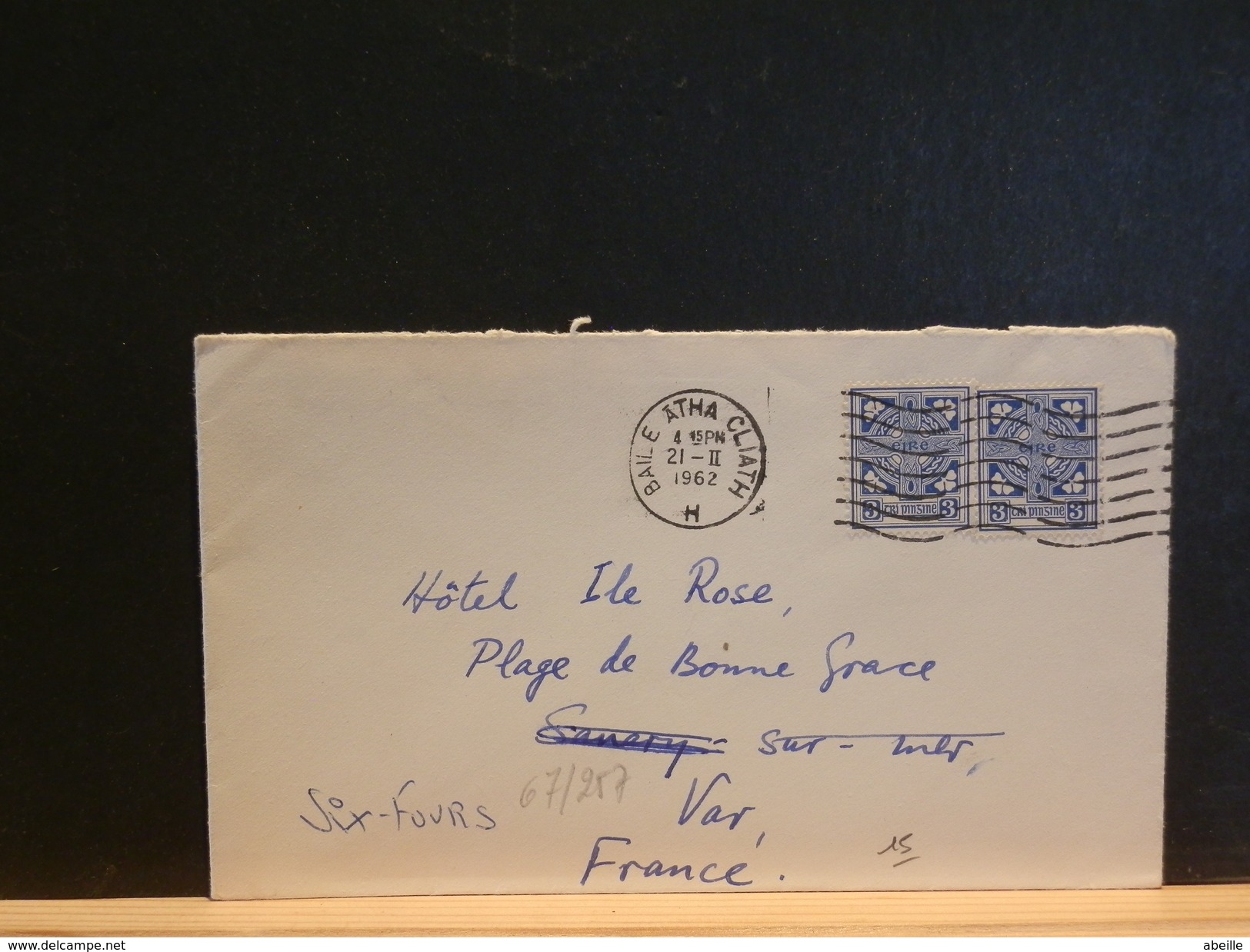 67/257  LETTRE EIRE POUR LMA FRANCE 1962 - Covers & Documents