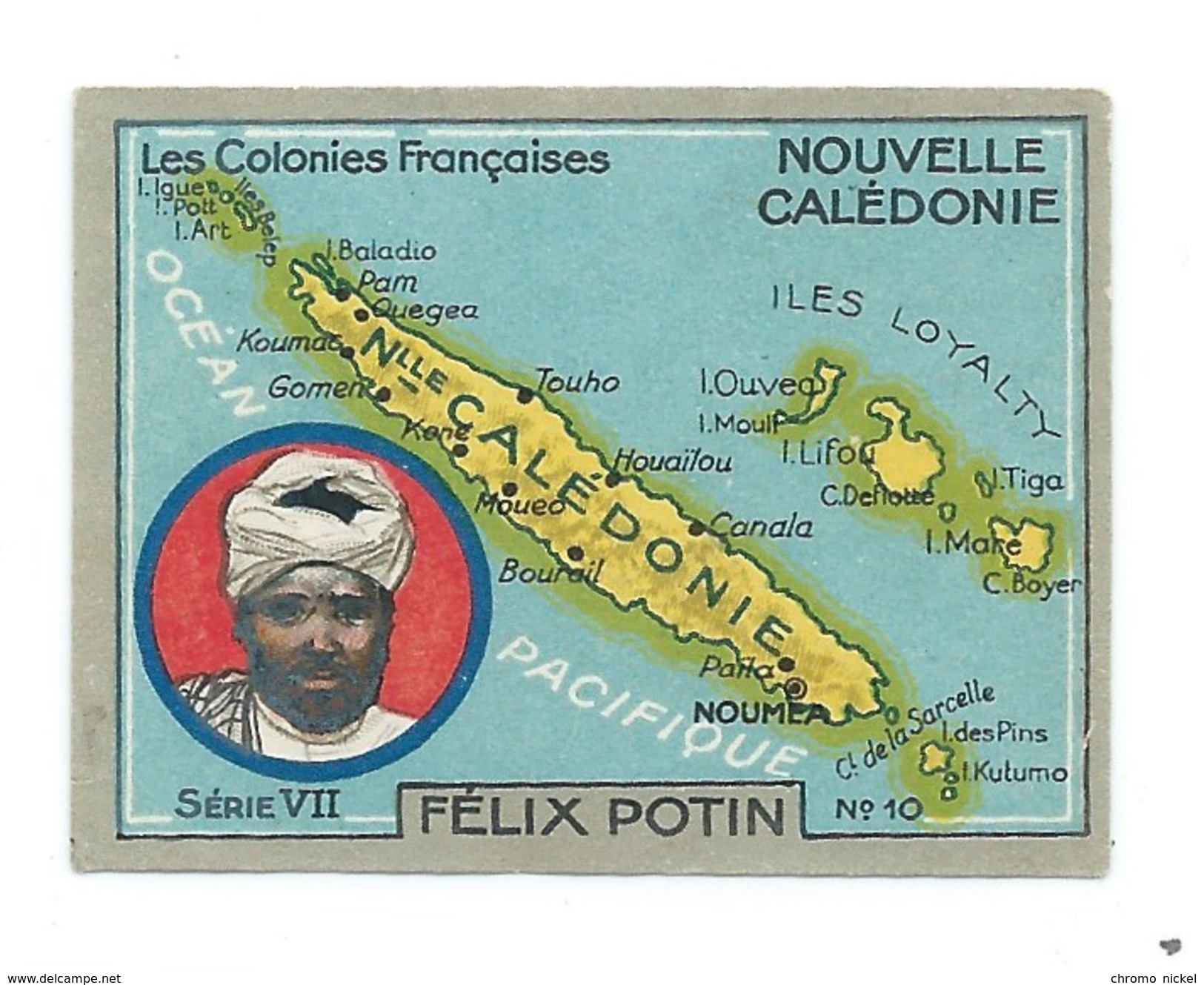 Nouvelle Calédonie Colonies Françaises Série VII N°10 Félix Potin " Ma Collection " 1931 TB 50 X 40 Mm RRR - Félix Potin