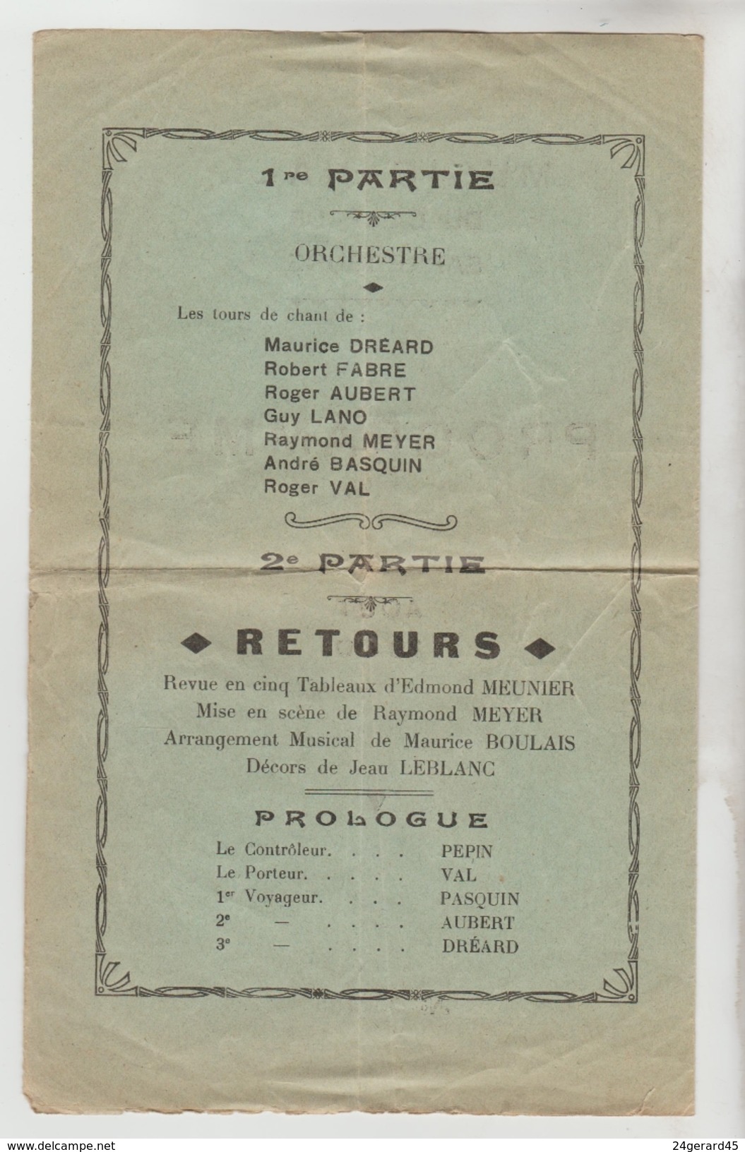 PROGRAMME N° 000149 MUSIC HALL CAMP DE SARREBOURG PRISONNIERS DE GUERRE AOUT 1940 - Programmi