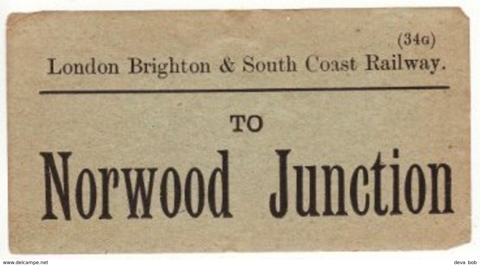 Railway Luggage Label LBSCR Norwood Junction London Brighton & South Coast - Eisenbahnverkehr