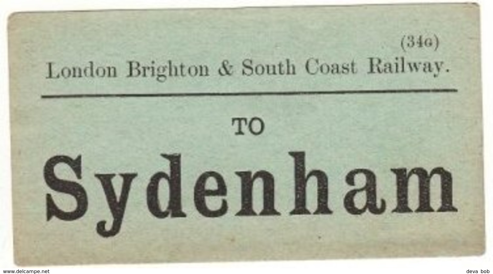 Railway Luggage Label LBSCR Sydenham London Brighton & South Coast - Ferrocarril