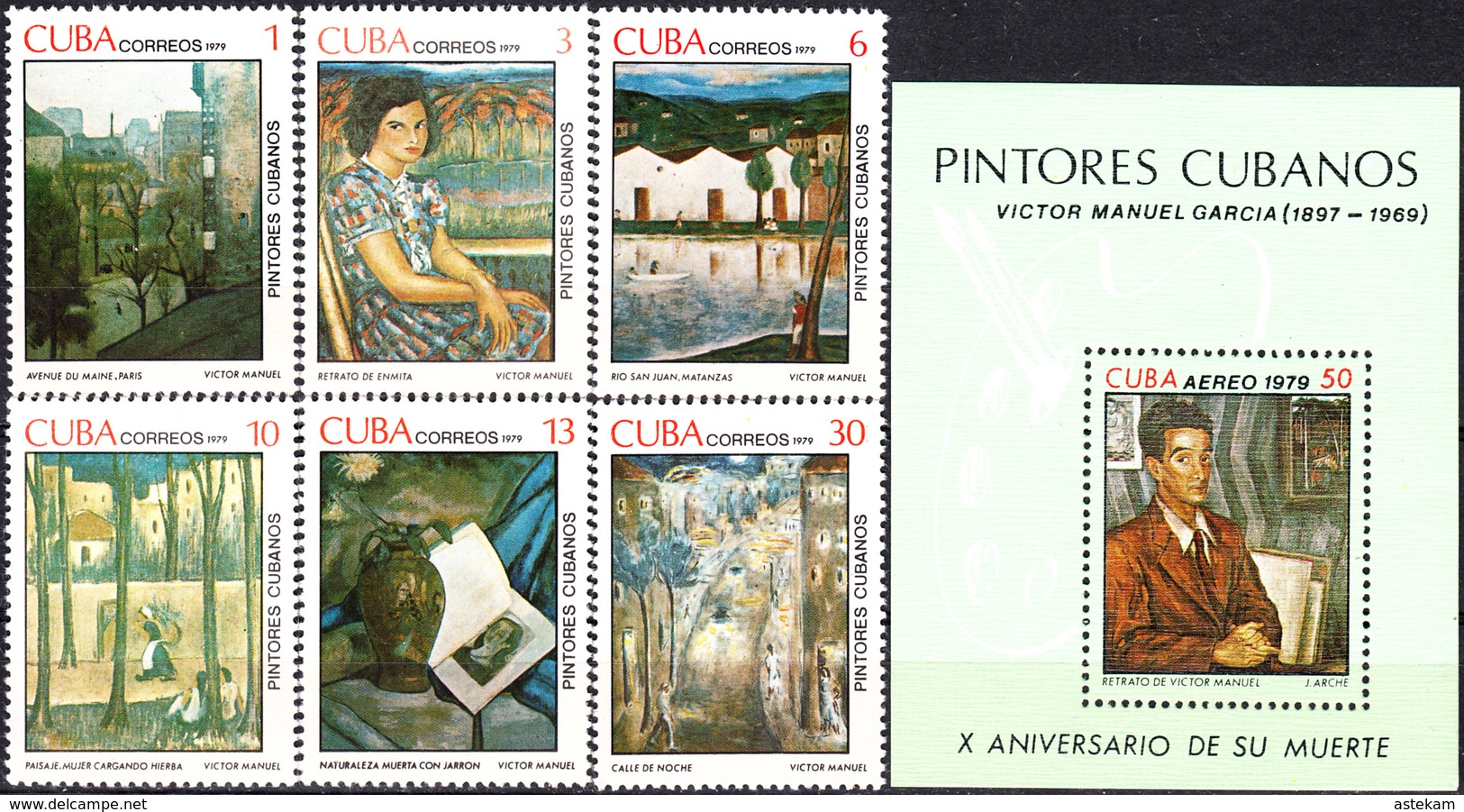 CUBA 1979, PAINTINGS, COMPLETE MNH SET With BLOCK, GOOD QUALITY, *** - Unused Stamps