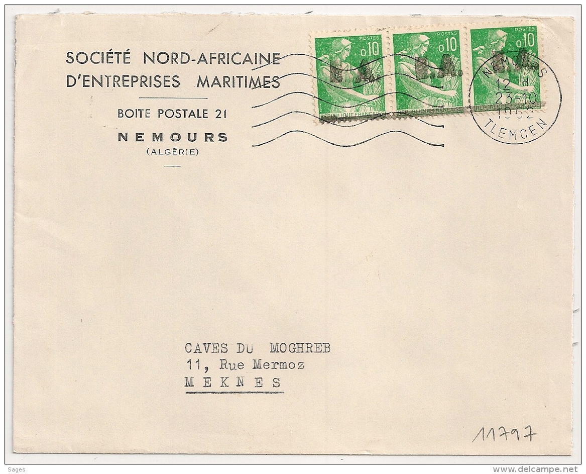Surcharges E A Etat Algérien Sur Moissonneuse. NEMOURS TLEMCEN Algérie Sur Enveloppe. 23/10/1962. - Lettres & Documents