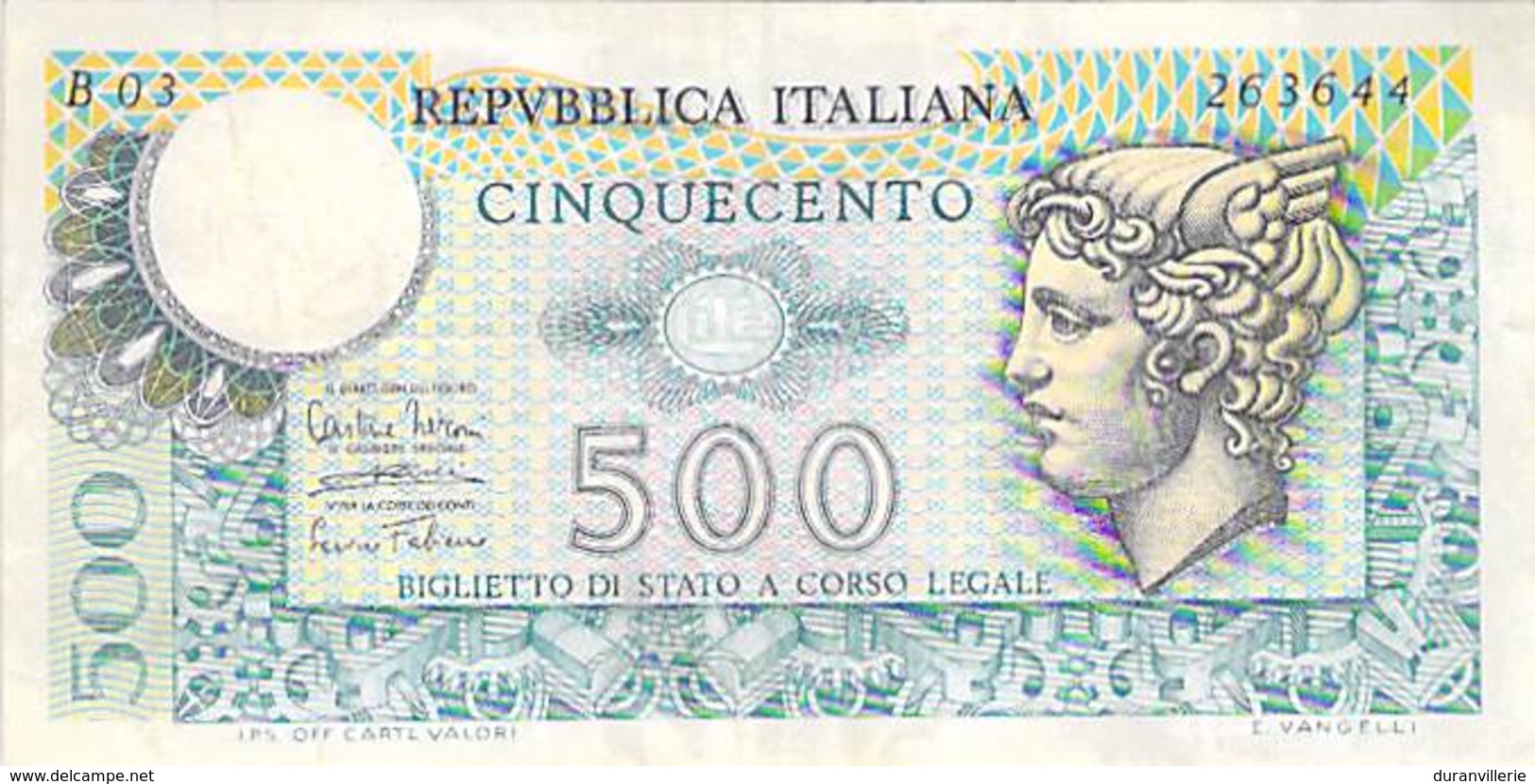 Billet De 500 Lire Cinquecento Italiana 1974 / Billet De Banque D´ Italie , ITALIA - 500 Lire