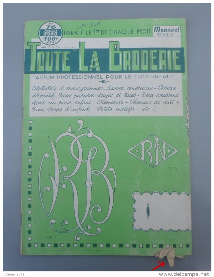 004, Loisirs Créatifs, Toute La Broderie - 1960 N° 76 - Autres & Non Classés