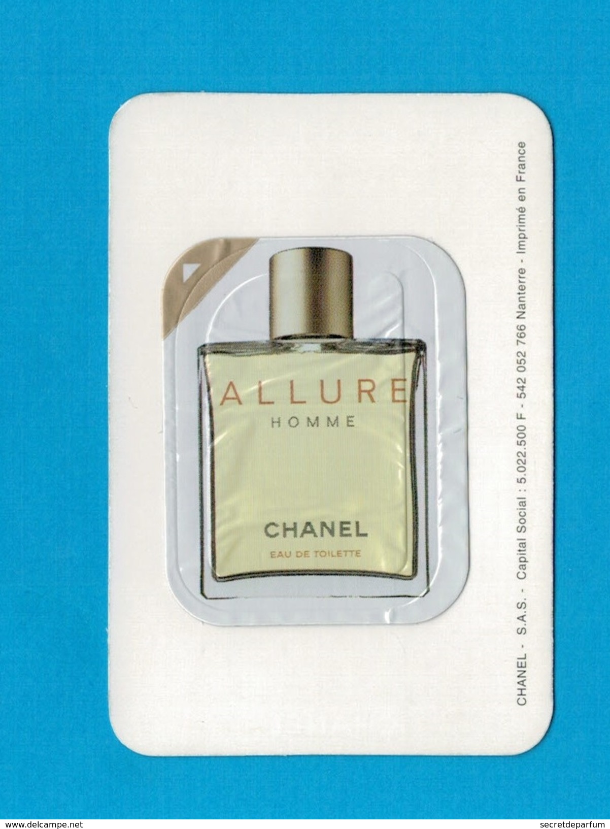 Cartes Parfumées Carte CHANEL ALLURE HOMME  LIQUATOUCH    De CHANEL - Modernes (à Partir De 1961)