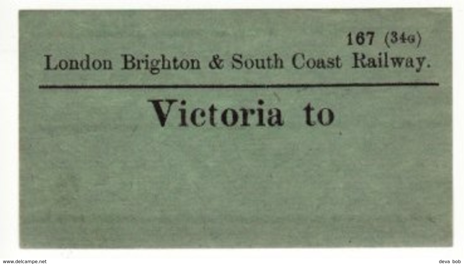 Railway Luggage Label LBSCR Victoria To London Brighton & South Coast - Ferrocarril