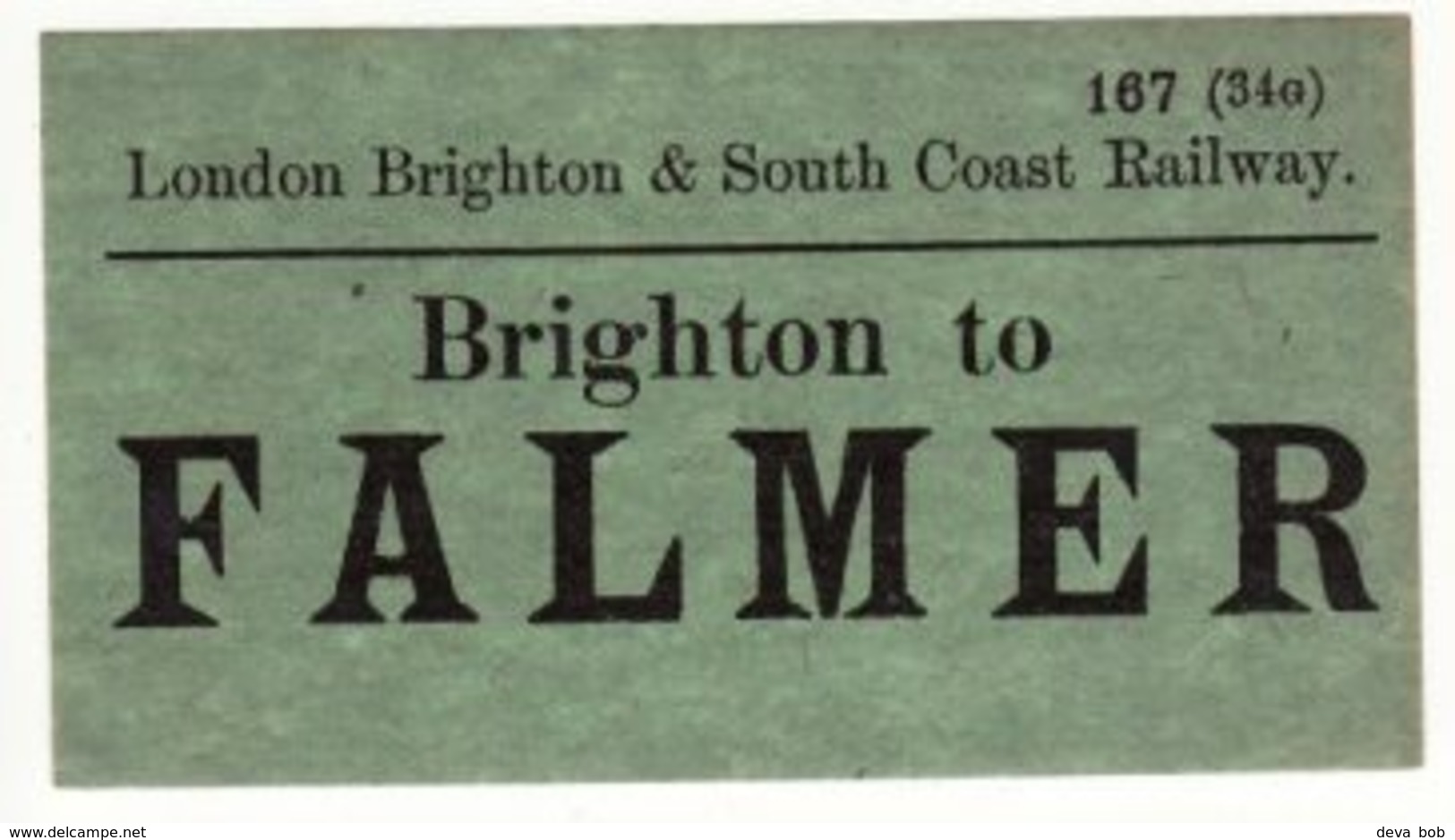 Railway Luggage Label LBSCR Brighton To Falmer London Brighton & South Coast - Spoorweg