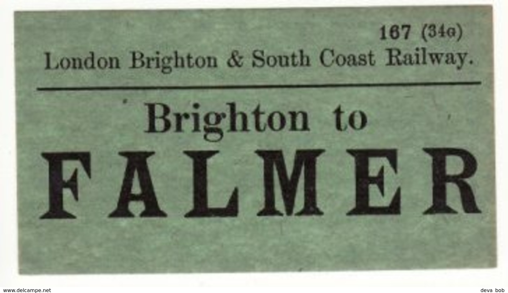 Railway Luggage Label LBSCR Brighton To Falmer London Brighton & South Coast - Railway