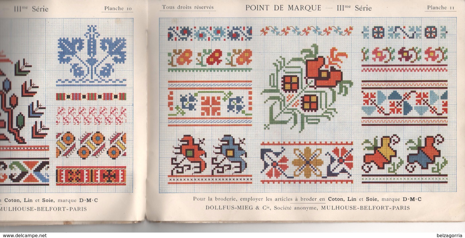 POINT De MARQUE  III ème Série  -  LIVRET De 16 PLANCHES - Alphabet Et Motifs - BIBLIOTHEQUE D.M.C. VOIR SCANS - Cross Stitch