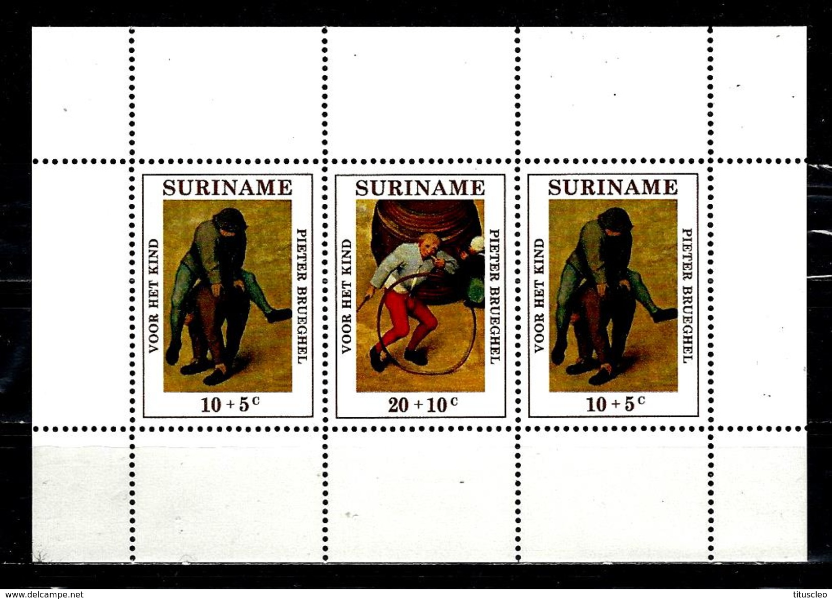 SURINAM BF11**  Jeux D´enfants Détails Du Tableau De Bruegel L´ancien  Surtaxe Au Profit De L´enfance - Suriname