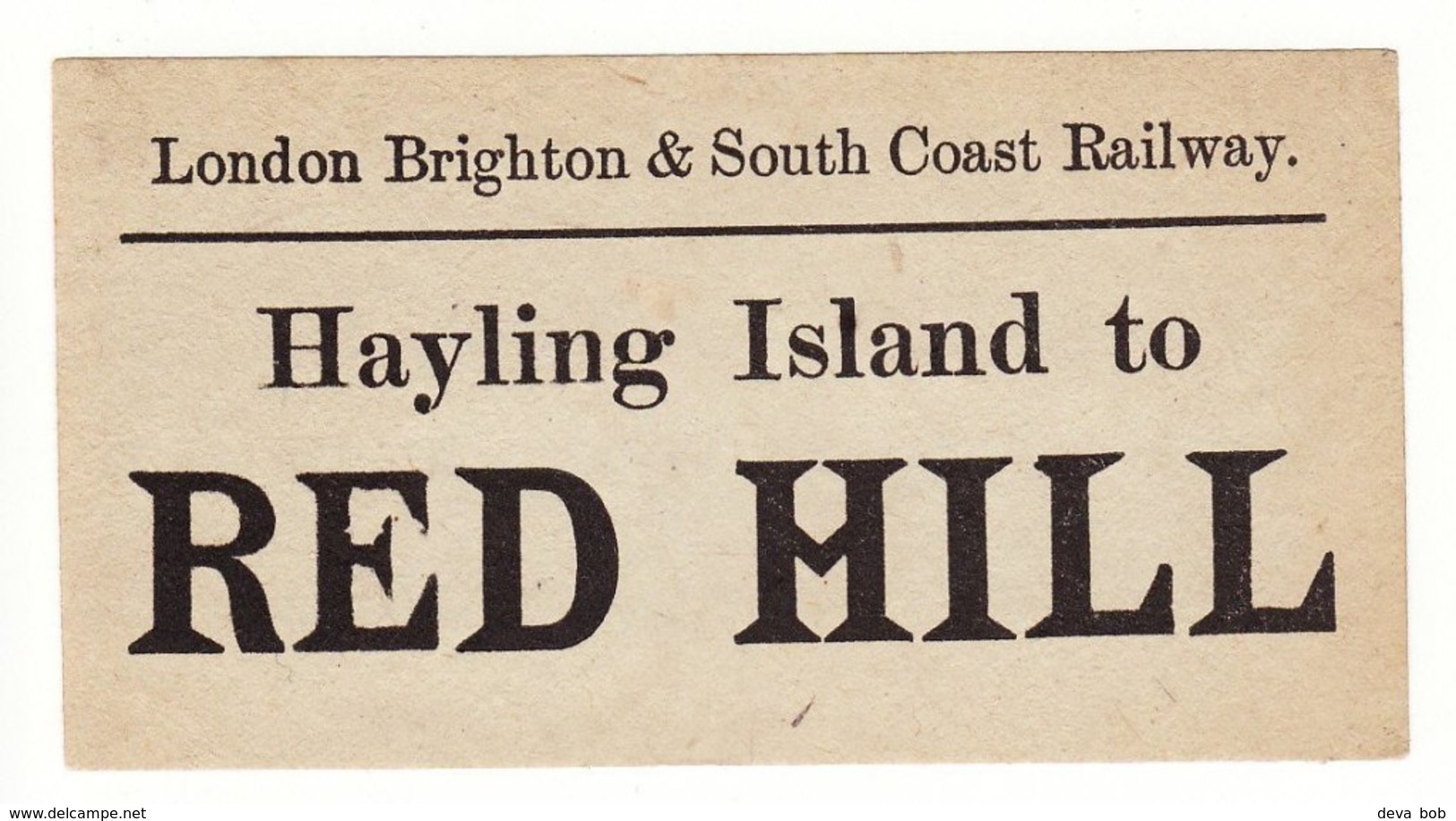 Railway Luggage Label LBSCR Hayling Island Closed 1963 - Red Hill LB&SCR Redhill - Spoorweg