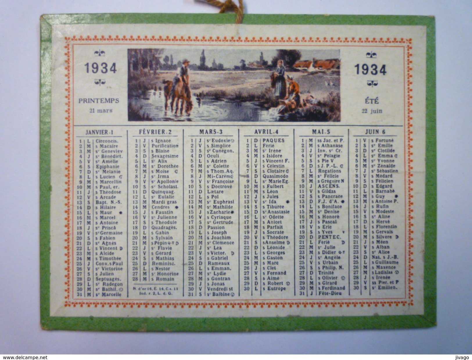 PETIT CALENDRIER  1934   (format  12,8 X 10 Cm) - Kleinformat : 1921-40