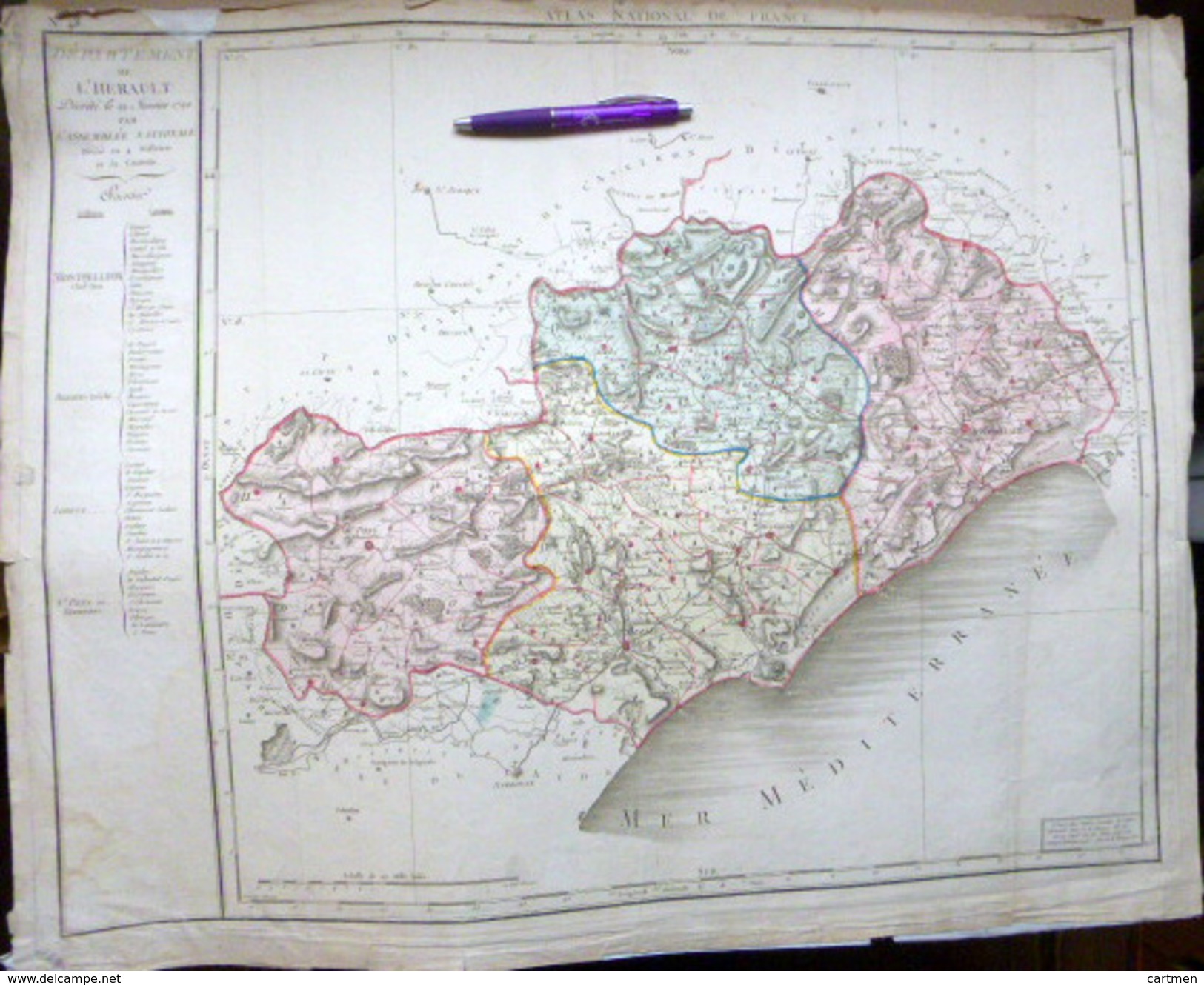 34 L'HERAULT CARTE ANCIENNE PREMIERE CARTE DEPARTEMENTALE 1804 CHANLAIRE - Cartes Géographiques