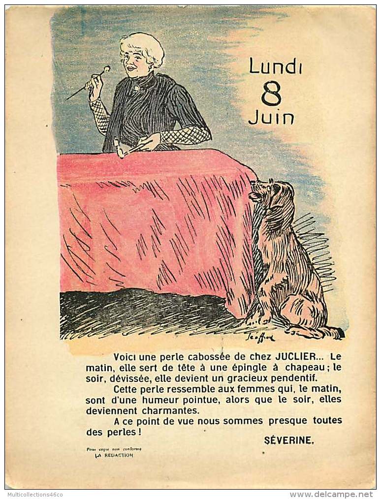 050217 - Feuille Extraite De L'ALBUM REVUE Des OPINIONS CALENDRIER 1914 éphéméride - MICH JEOFFROY TCF - Collections