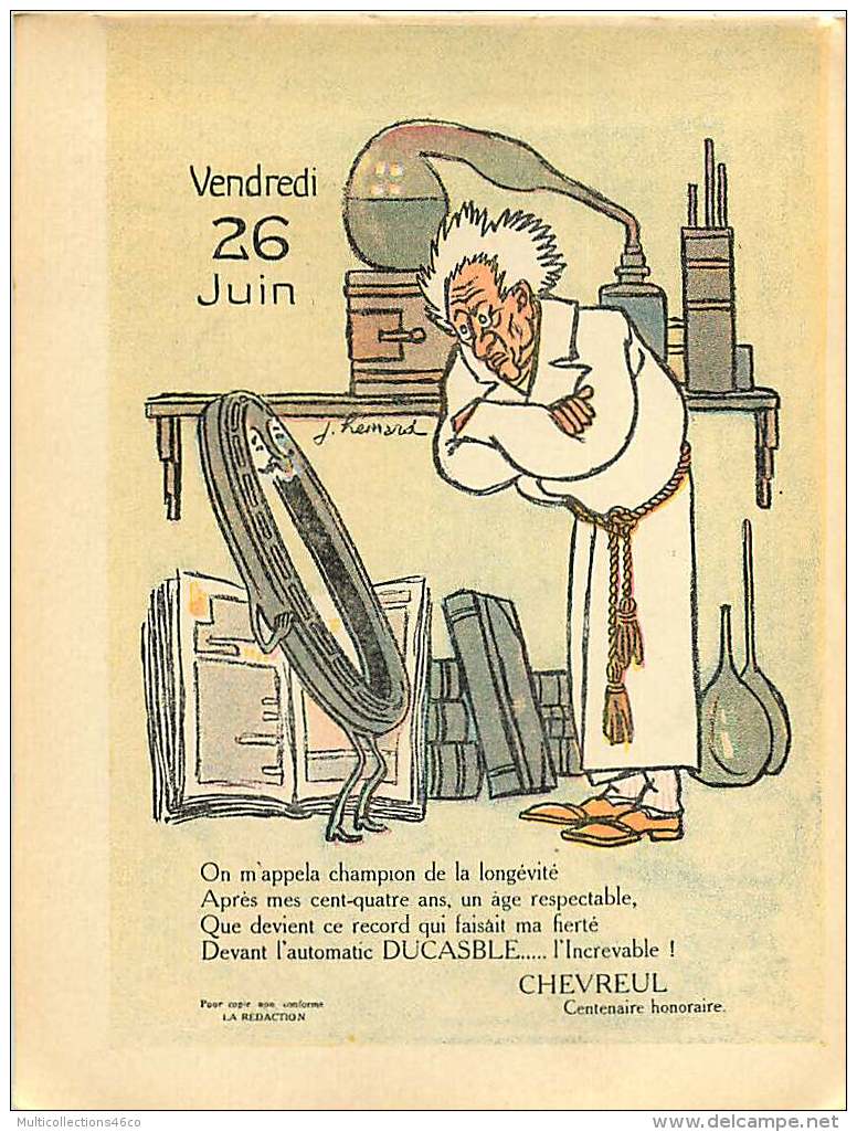 050217 - Feuille Extraite De L'ALBUM REVUE Des OPINIONS CALENDRIER 1914 éphéméride -  Chocolat KOHLER - Collections
