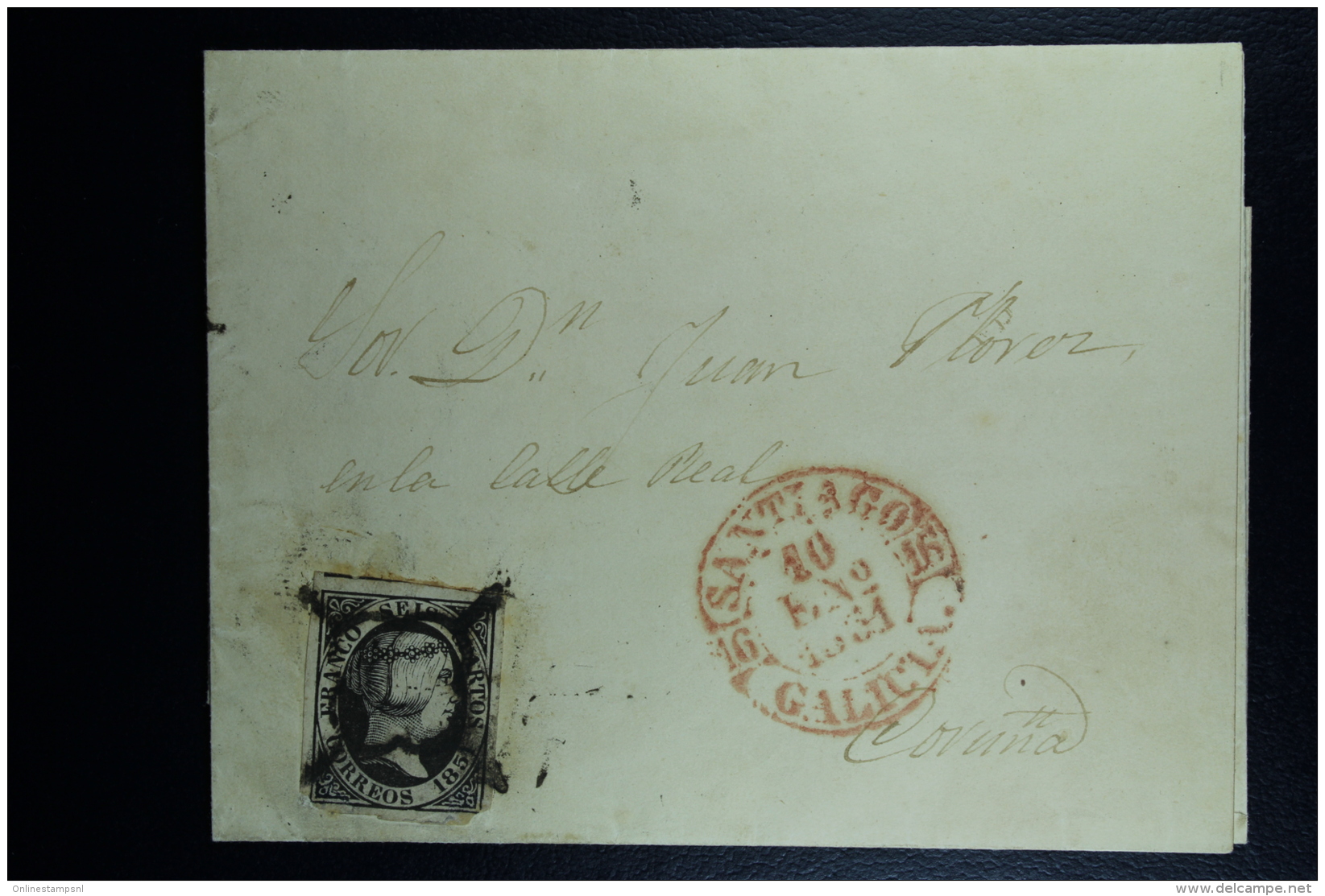 Spain: Complete Letter Santiago A La Coruna Ed. 6 Mi Nr 6 , 1851 - Briefe U. Dokumente