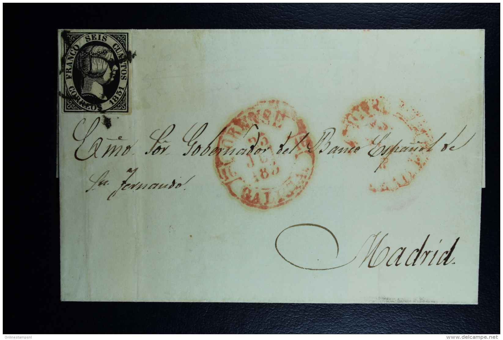 Spain: Cover Omitido El Ultimo Numero Del Ano  Ed. 6 Mi Nr 6 , 1851 Orense A Madrid, Cancel Year 185. Incompl. - Briefe U. Dokumente