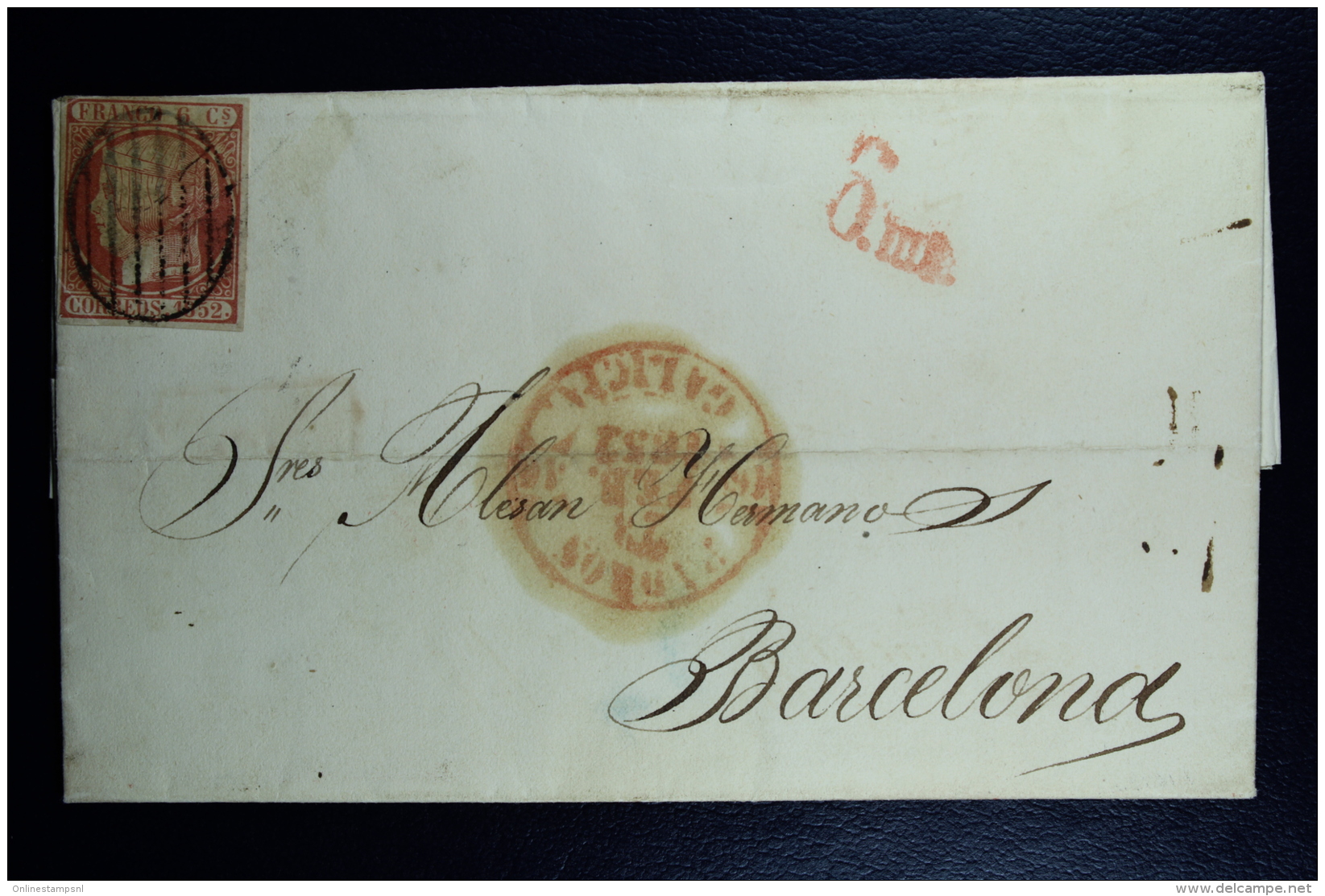 Spain: Complete Letter De Puentecesures A Barcelona   Ed. 12 Mi Nr 12 , 1852 - Storia Postale