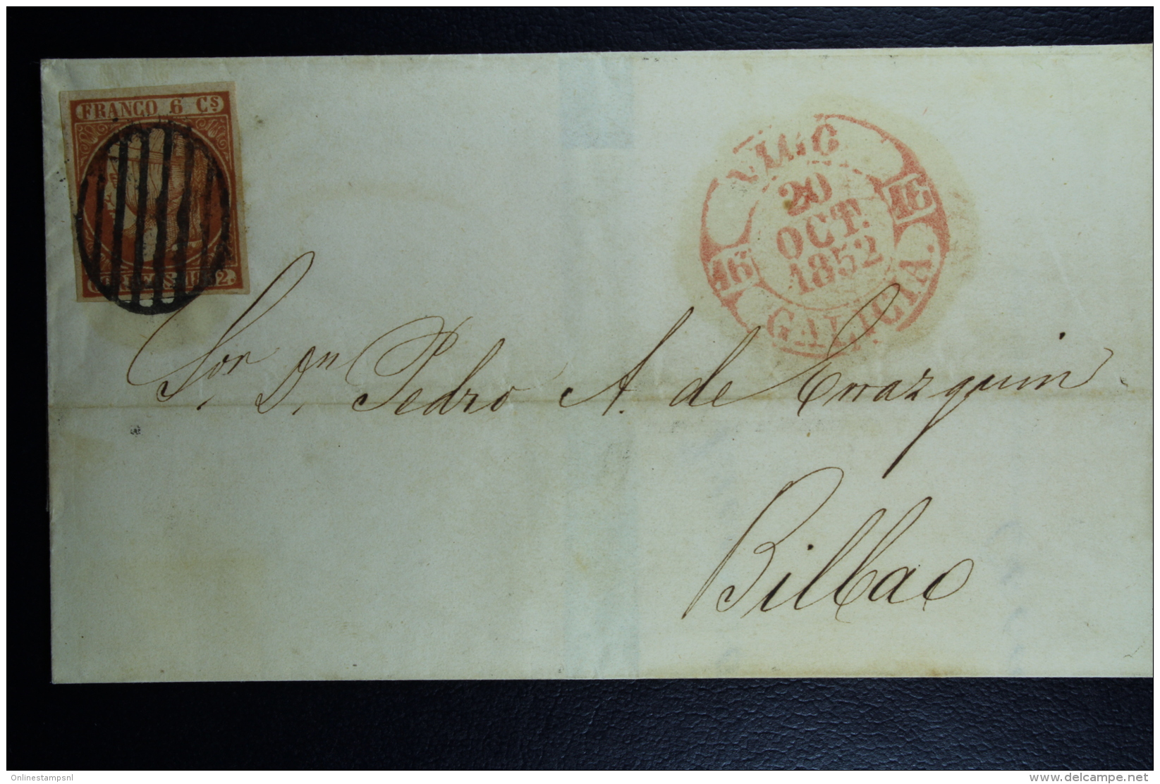 Spain: Cover Vigo A Bilbao Ed. 12 Mi Nr 12 , 1852 - Cartas & Documentos