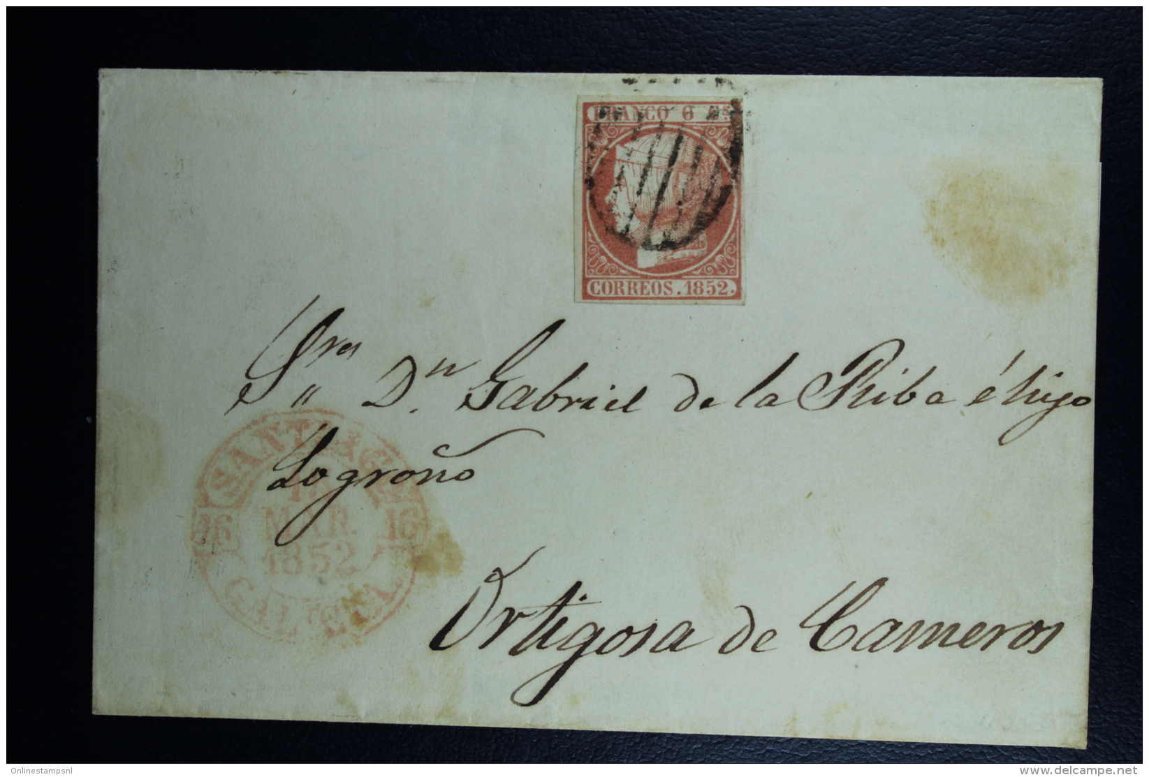 Spain: Cover Santiago A Ortigosa Ed. 12 Mi Nr 12 , 1852 - Cartas & Documentos