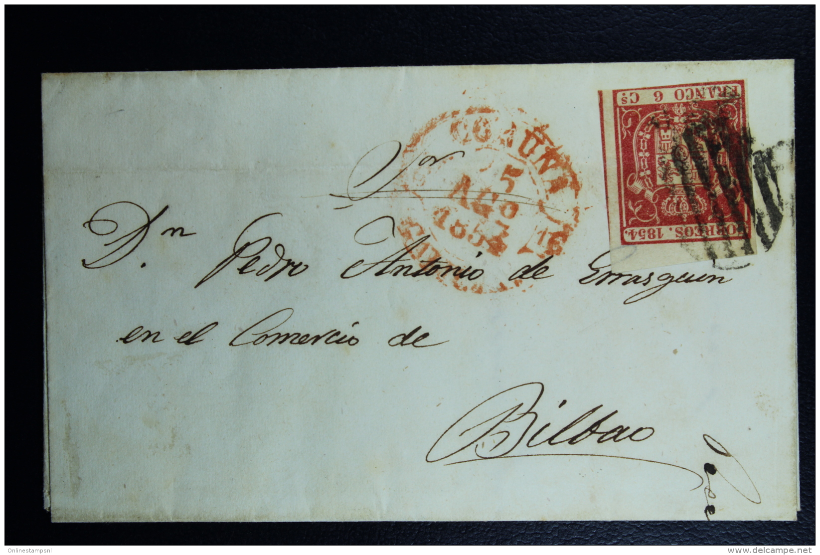 Spain: Cover De La Coruna A Bilbao  Ed. 24 Mi Nr 26 , 1854 - Storia Postale