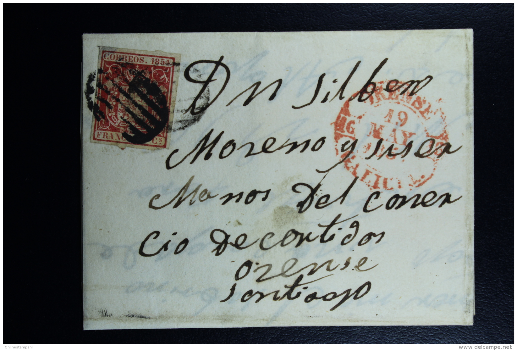 Spain: Complete  Letter  Santiago Ed. 24  Mi 26 , 1854 - Storia Postale