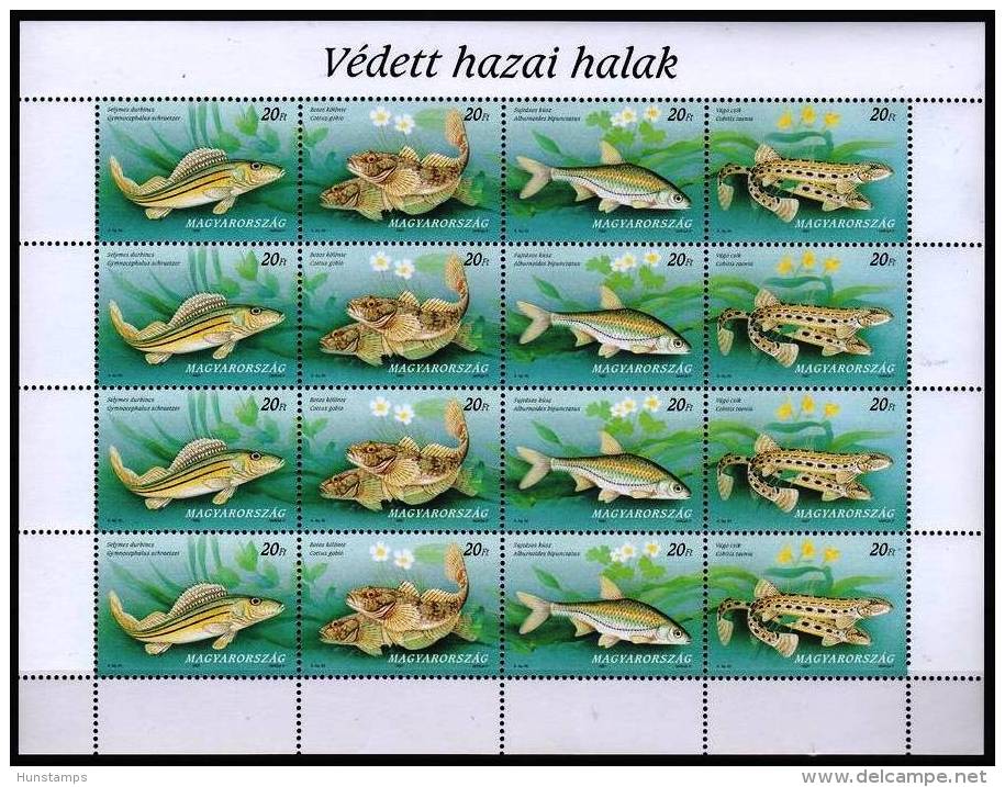 Hungary 1997. Animals / Fishes COMPLETE SHEET MNH (**) Michel: 4457-4460 Klb. - Neufs