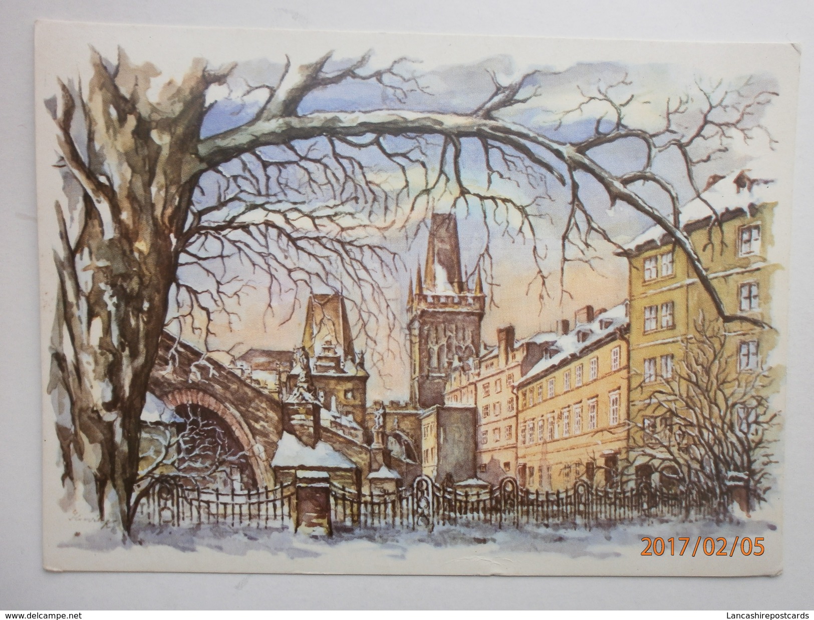 Postcard Praha V Zime Prague In Winter Czech Republic Art Drawn Card Used 1971 My Ref B2310 - Czech Republic