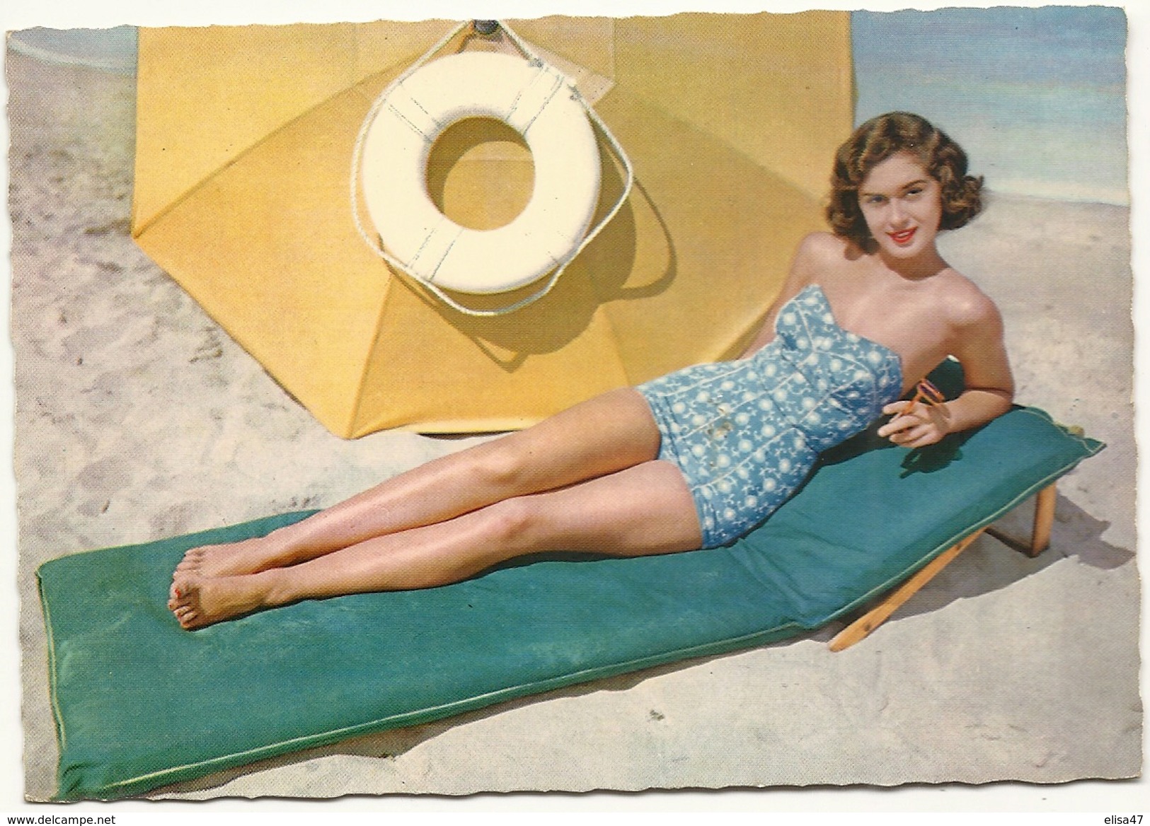 PIN  UPS   MAILLOT DE BAIN       No 150 -6   (   FEMME PARASOL + BOUEE  DE SAUVETAGE  ) - Pin-Ups