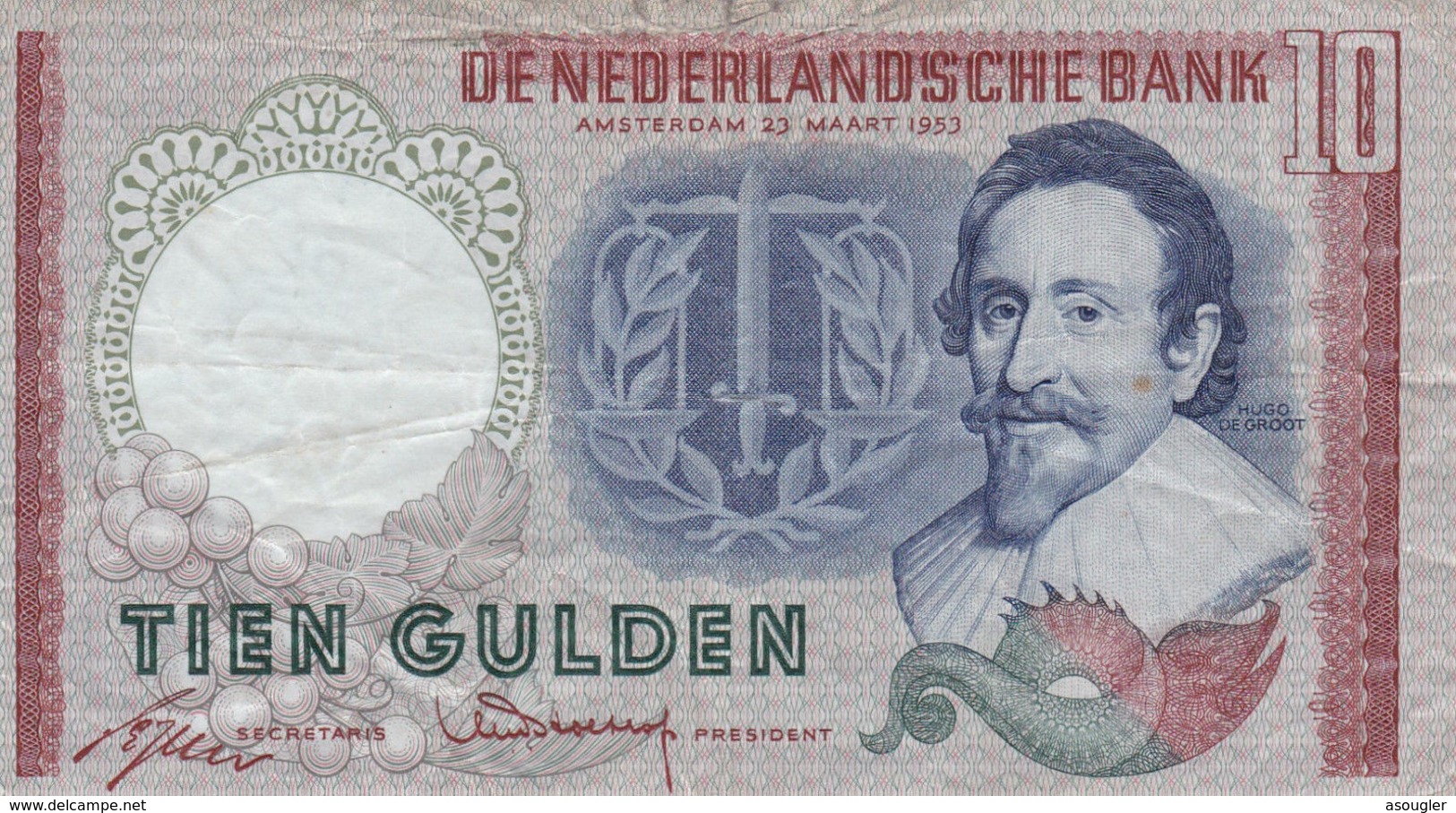 Netherlands 10 Gulden 1953 F P-85 - 10 Florín Holandés (gulden)