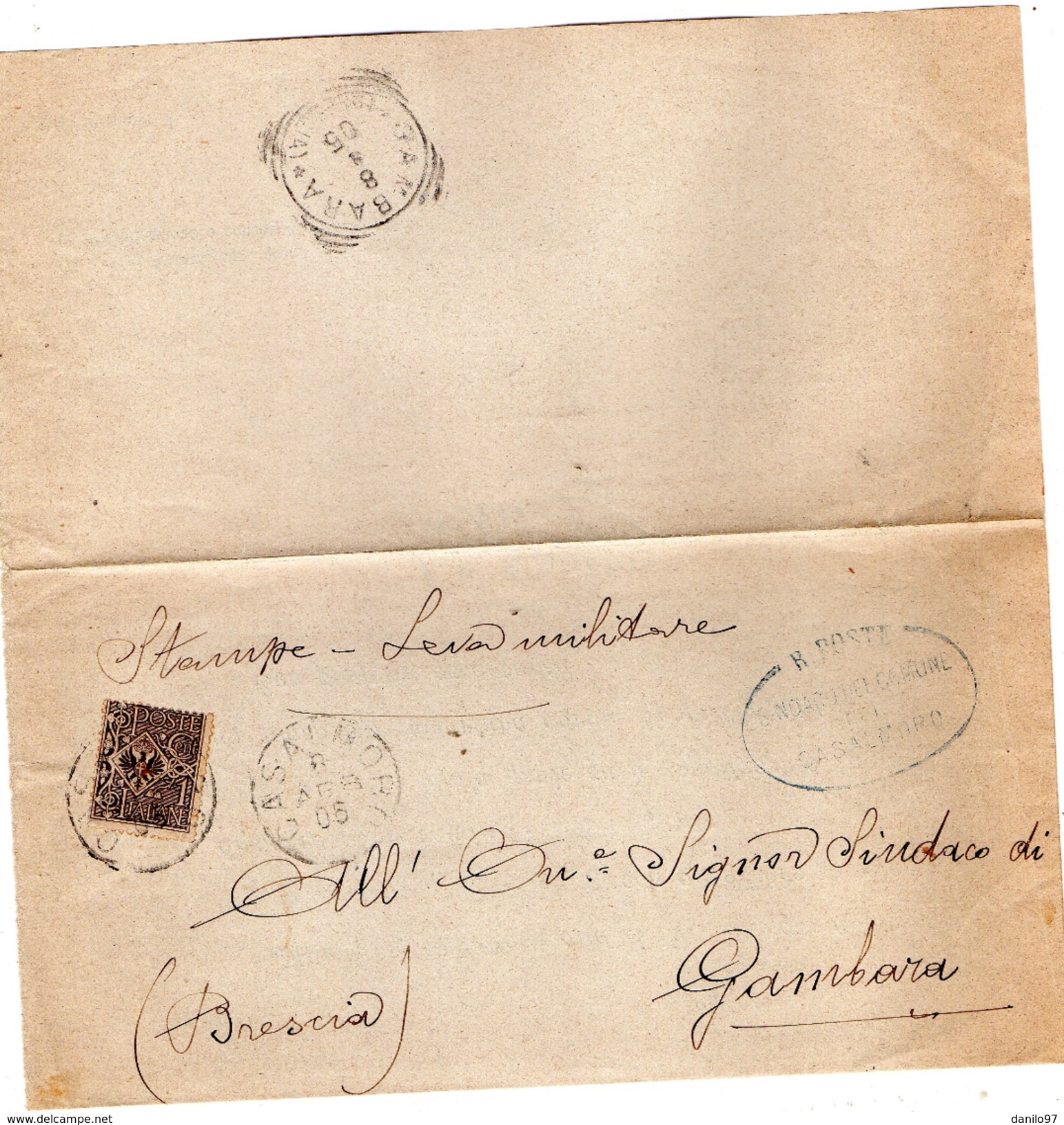 1906  LETTERA CON ANNULLO CASALMORO MANTOVA - Storia Postale