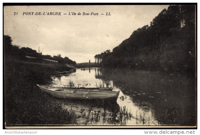 Cp Pont De L'Arche Eure, L'Ile De Bont Port, Boot, Fluss - Other & Unclassified