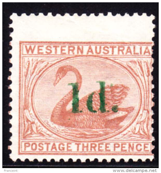 Western Australia 1865 1d On 3d Swan. Scott 57. MNG. - Mint Stamps