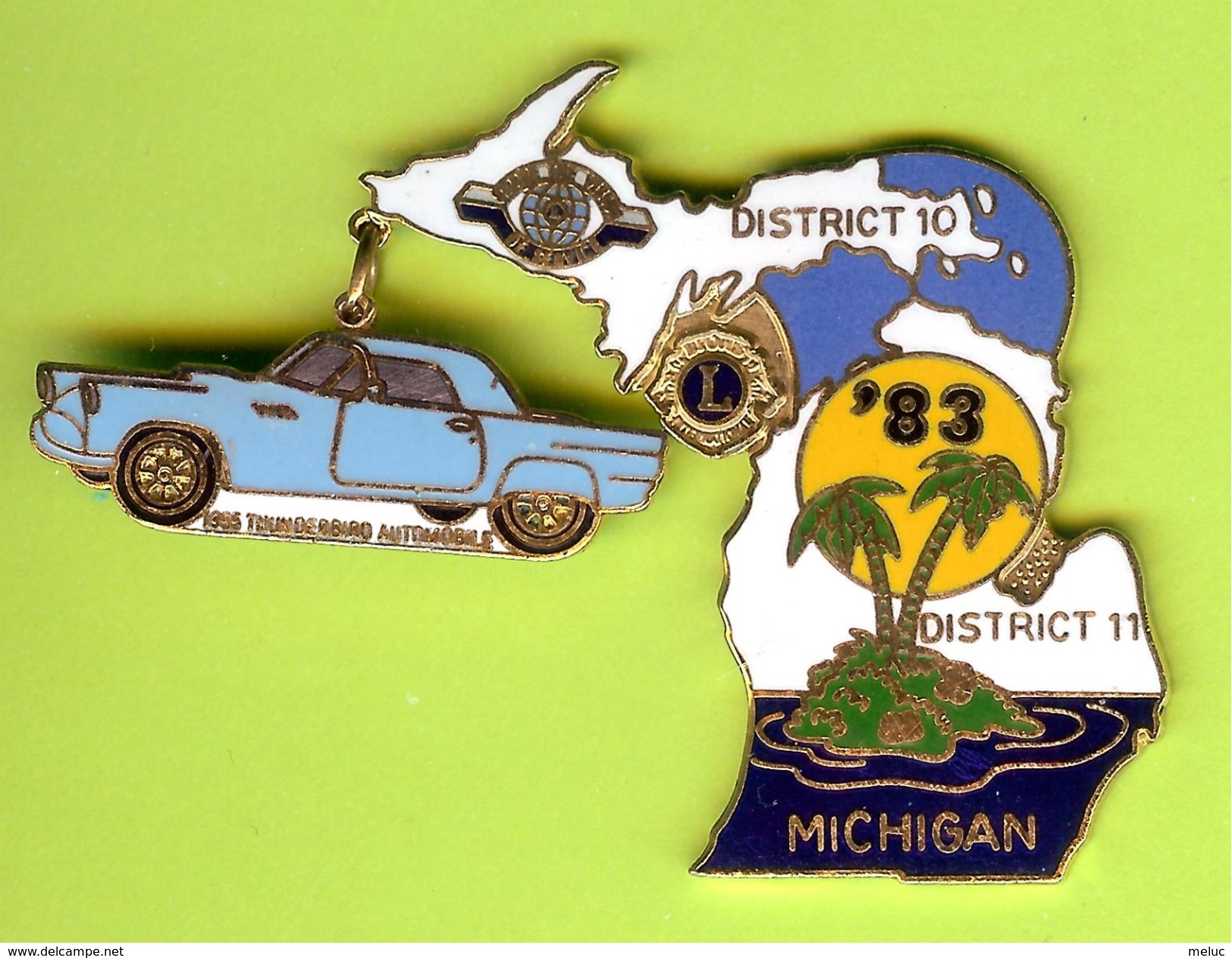 Pin's Club Lions Michigan Ford Thunderbird Bleu - 6B09 - Ford