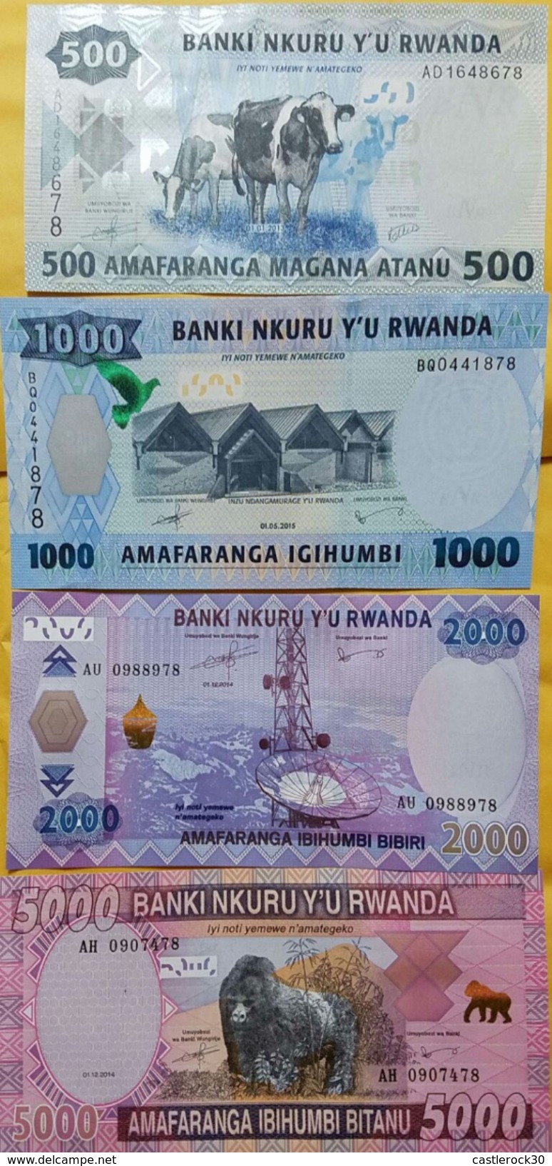 O) 2013  2015 RWANDA, BANKNOTE, PAPER MONEY, ISO 4217 RWF-RF, FRANCS, COMPLETE SEIRES UNC, ATANU, IGIHUMBI, BIBIRI,BITAN - Ruanda