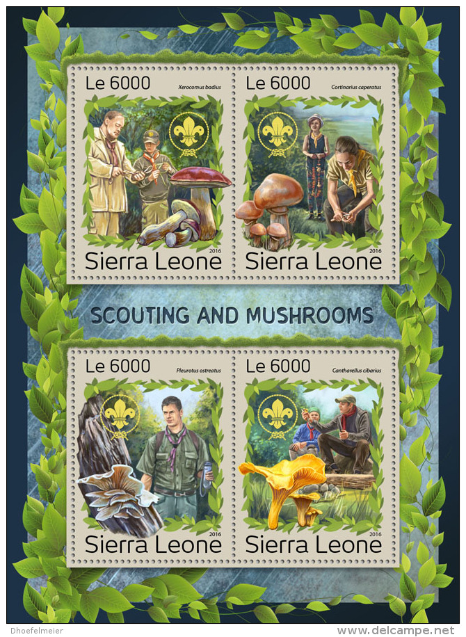 SIERRA LEONE 2016 ** Scouting Pfadfinder Scoutisme Mushrooms M/S - OFFICIAL ISSUE - A1705 - Gebraucht