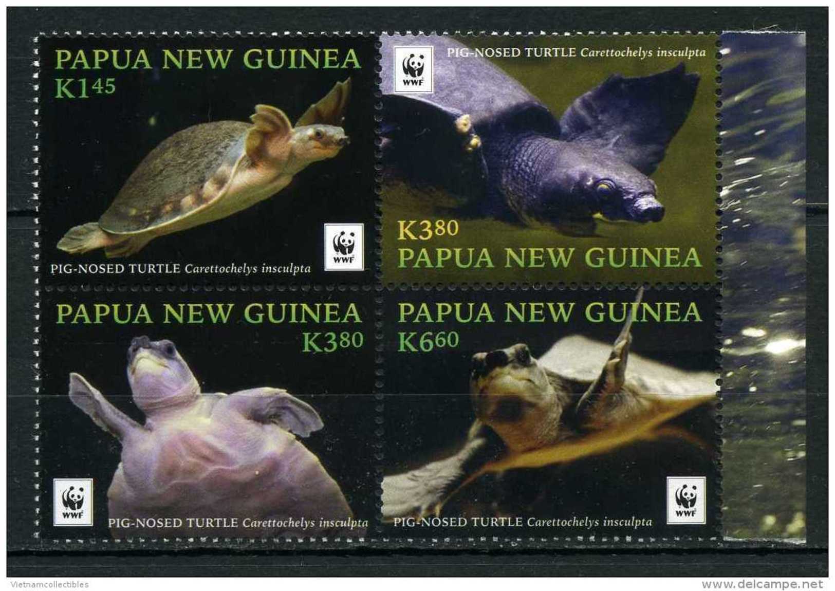 WWF W.W.F. Papua New Guinea MNH Perf Stamps 2016 : Pig-nosed Turtle - Neufs