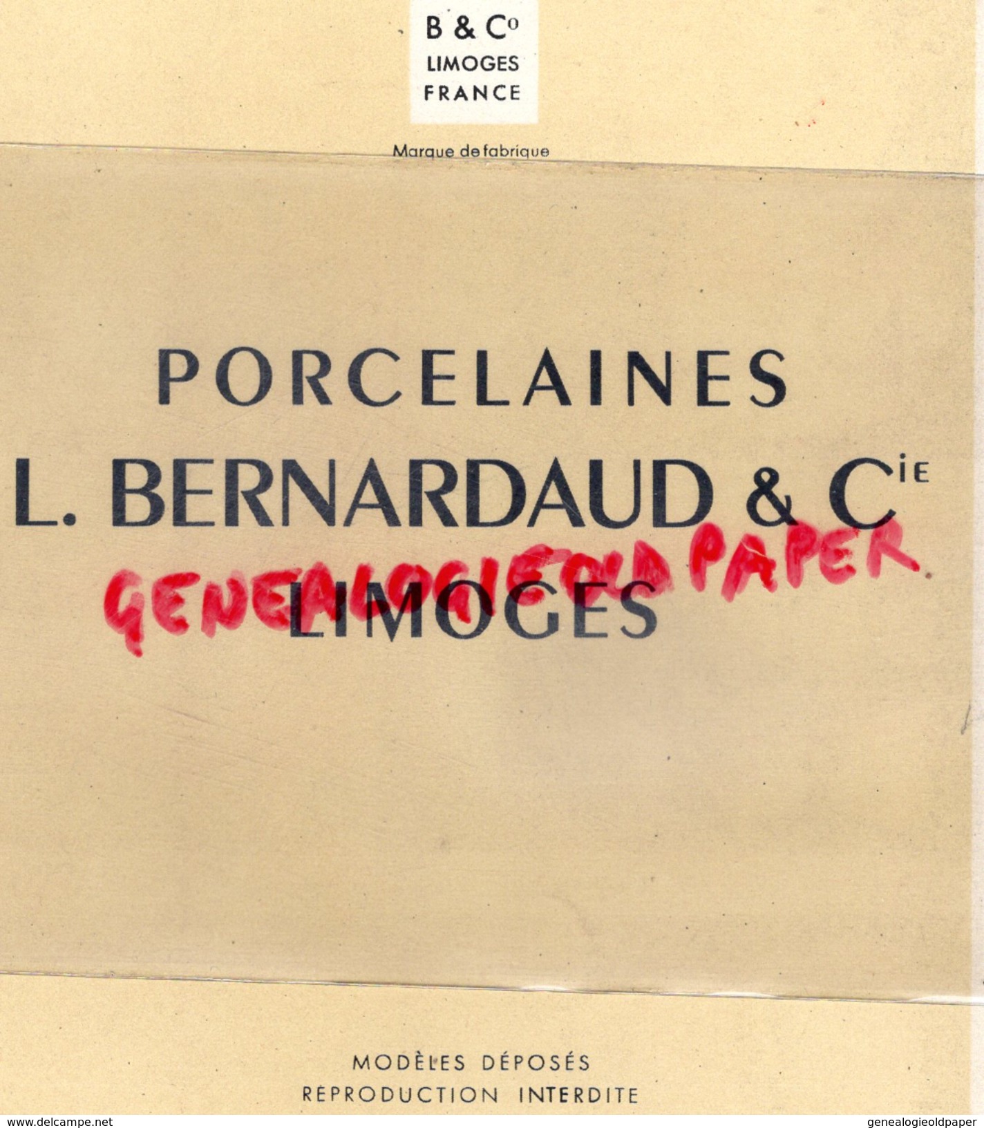 87- LIMOGES - PUBLICITE PORCELAINES L. BERNARDAUD - PORCELAINE BLANCHE - IVOIRE - 1900 – 1949