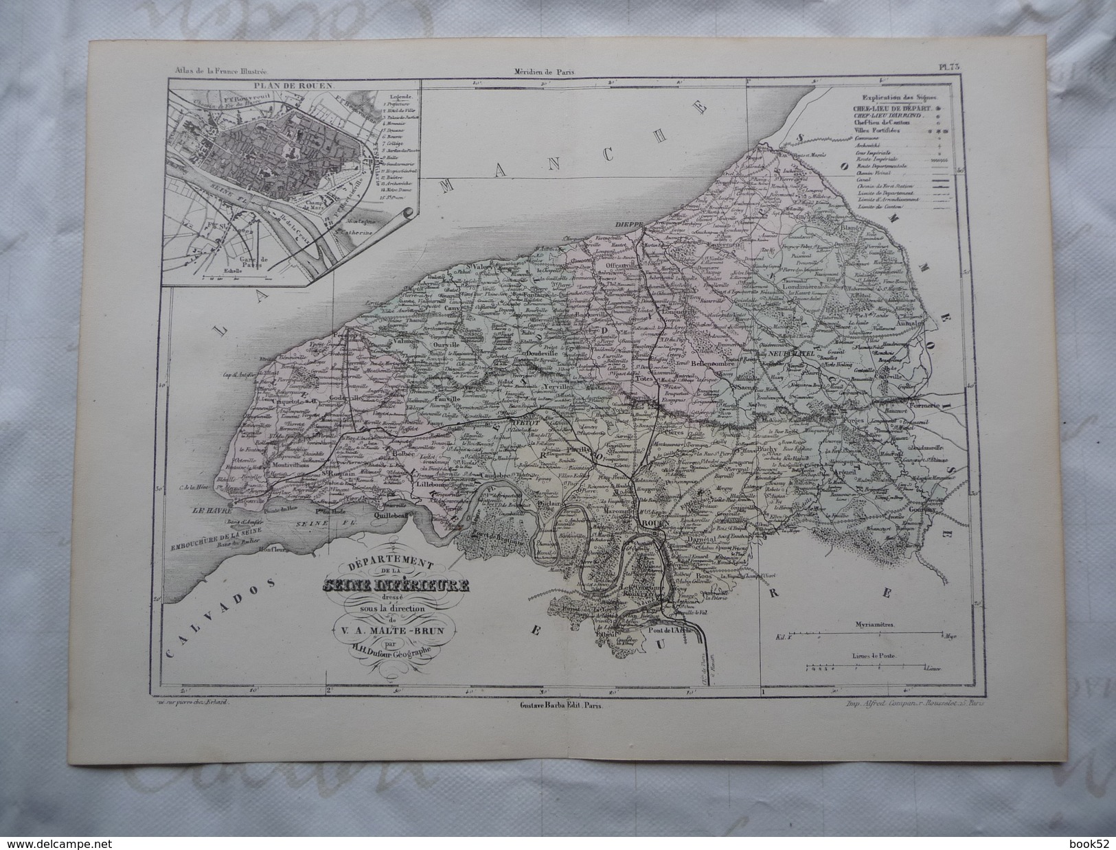 Superbe Carte ORIGINALE Du Milieu 19° Siècle Du Département De La SEINE INFERIEURE (Seine Maritime) - Autres & Non Classés