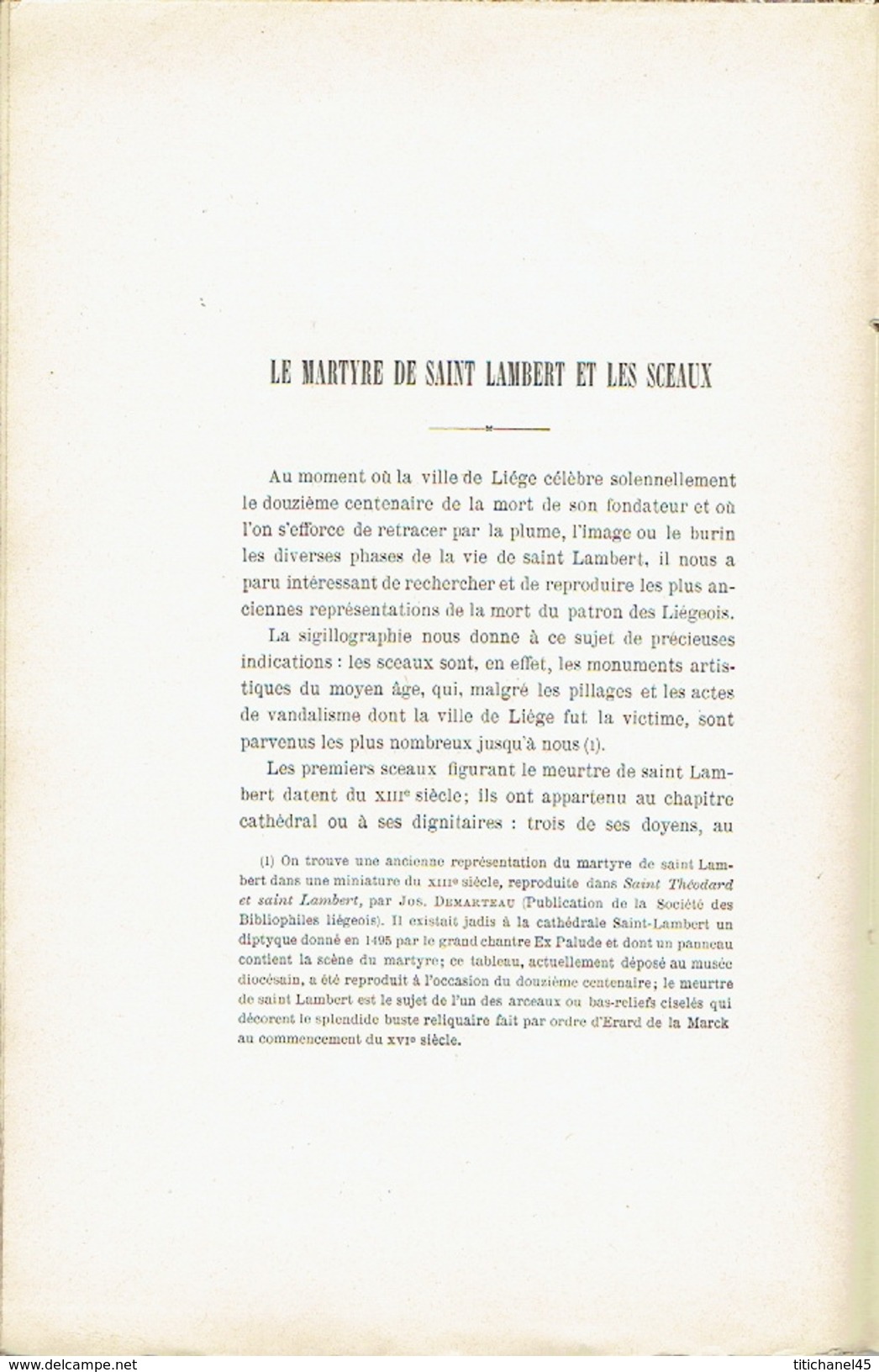 Bulletin De La Société Des Bibliophiles Liegeois 5 Fascicules 1892-1895 Le Martyre De Saint Lambert & Les Sceaux... - Histoire