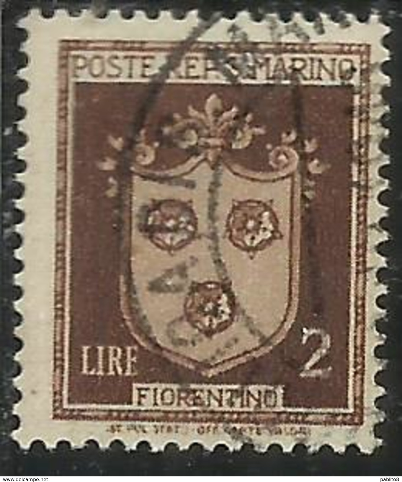 SAN MARINO 1945 1946 STEMMI L. 2 TIMBRATO - Usati