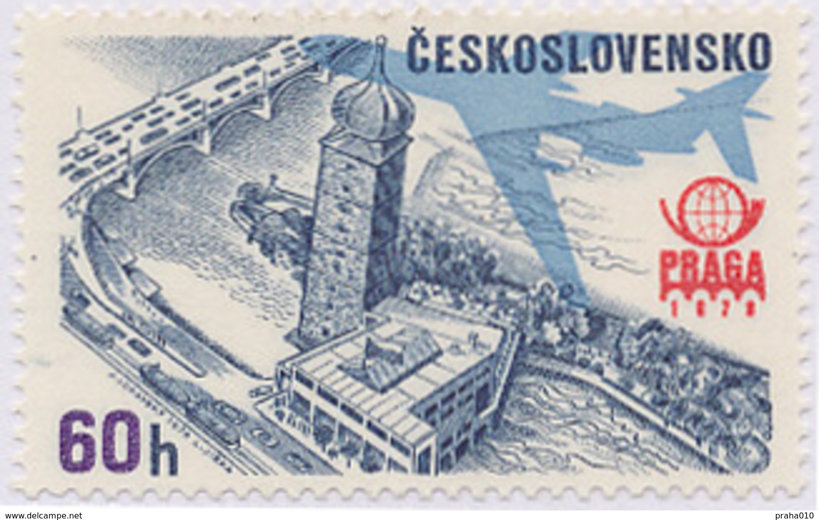 Czechoslovakia / Stamps (1976) L0080 (Air Mail Stamp): PRAGA 78 (Prague, Building "Manes"); Painter: J. Lukavsky - Islands