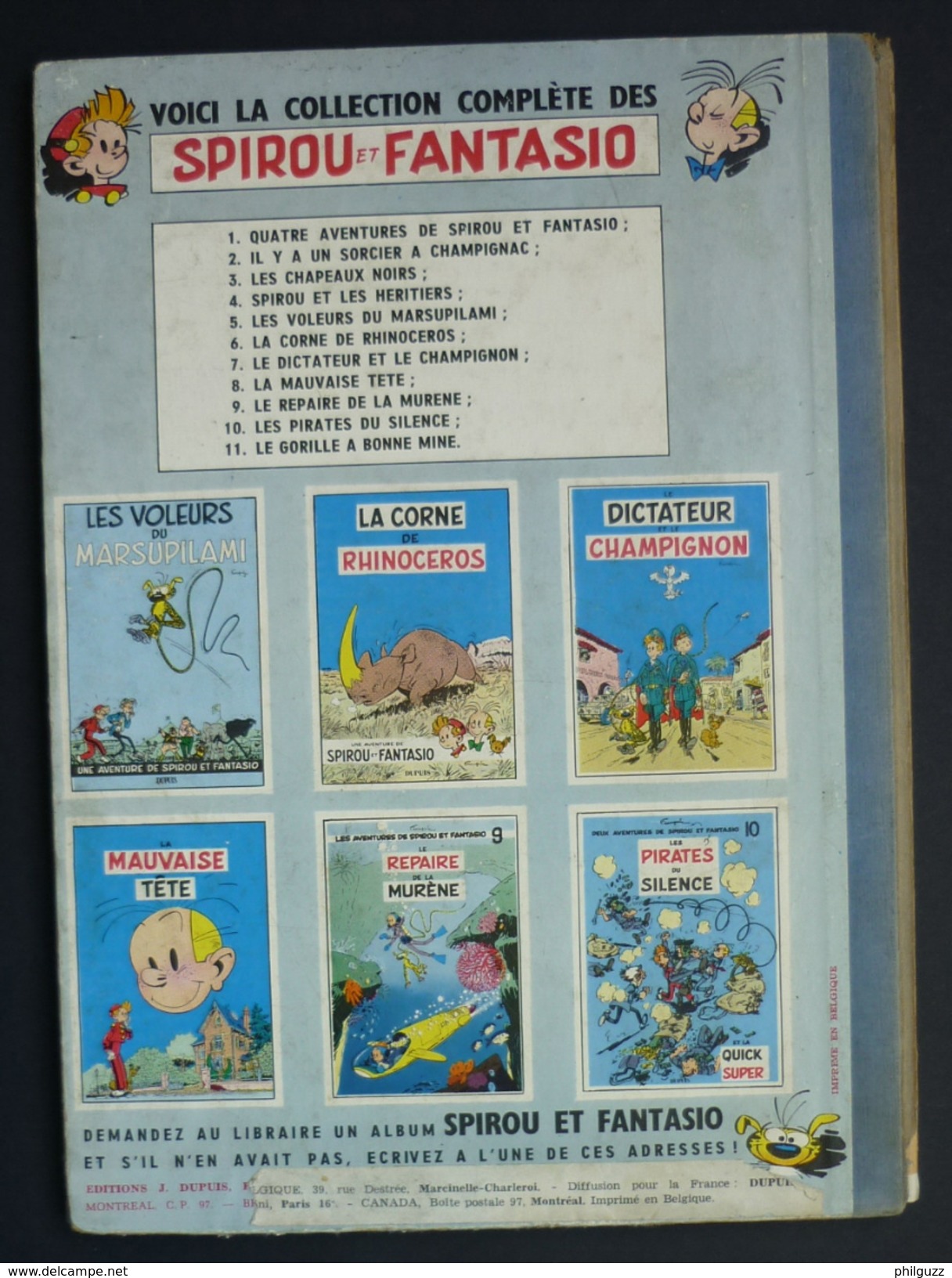 BANDE DESSINEE SPIROU ET FANTASIO LE GORILLE A BONNE MINE EO FRANQUIN - Spirou Et Fantasio