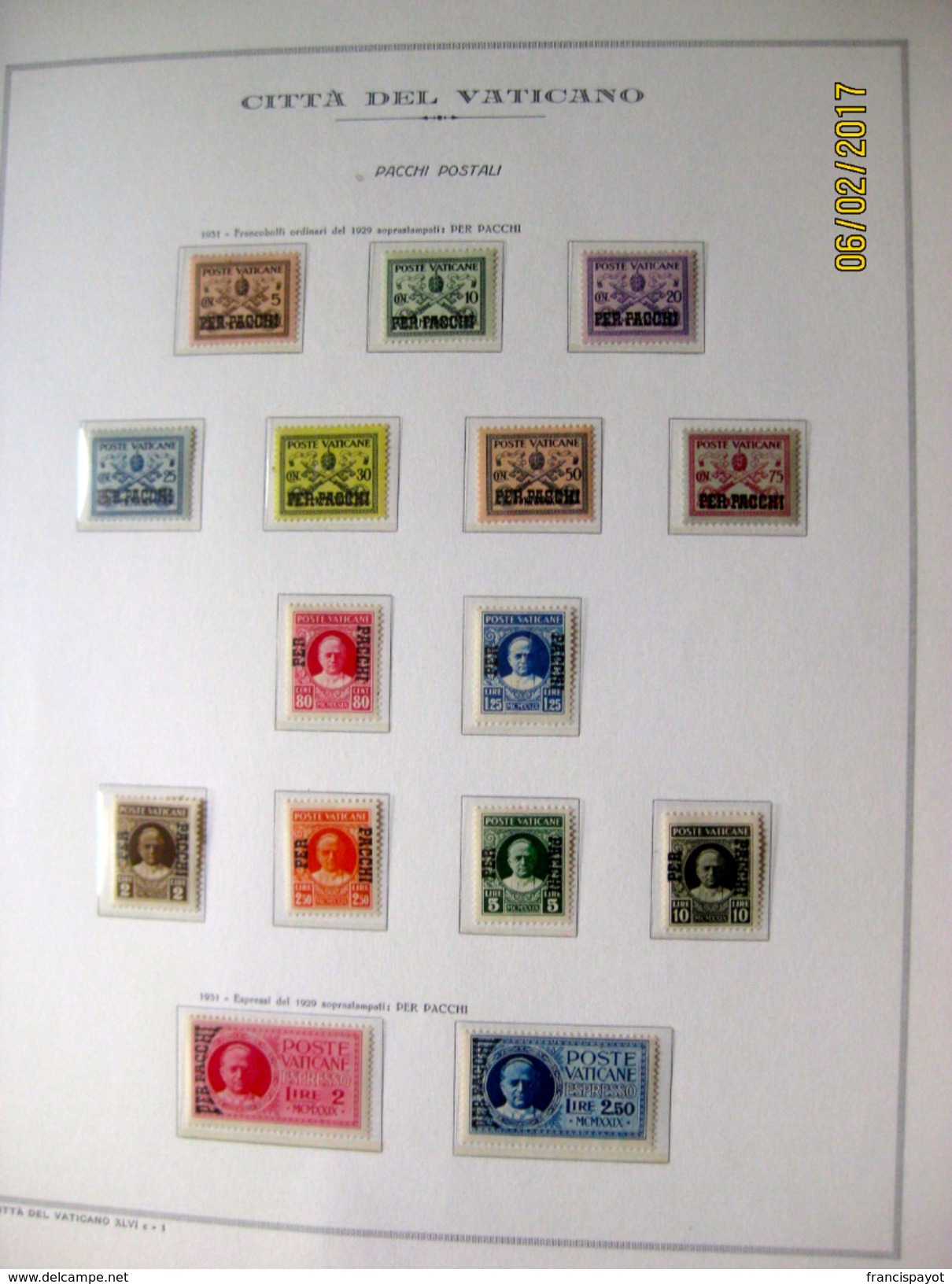 Vatican: Pacchi 1931 (15 Stamps) - Colis Postaux
