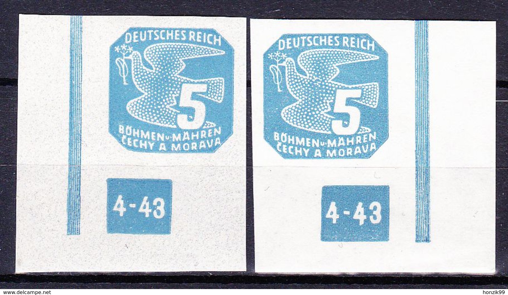 Boheme Et Moravie 1943 Mi 118 (Yv TPJ 12) 2x, (MNH) ** Cadre De La Feuille Non Interrompu - Unused Stamps
